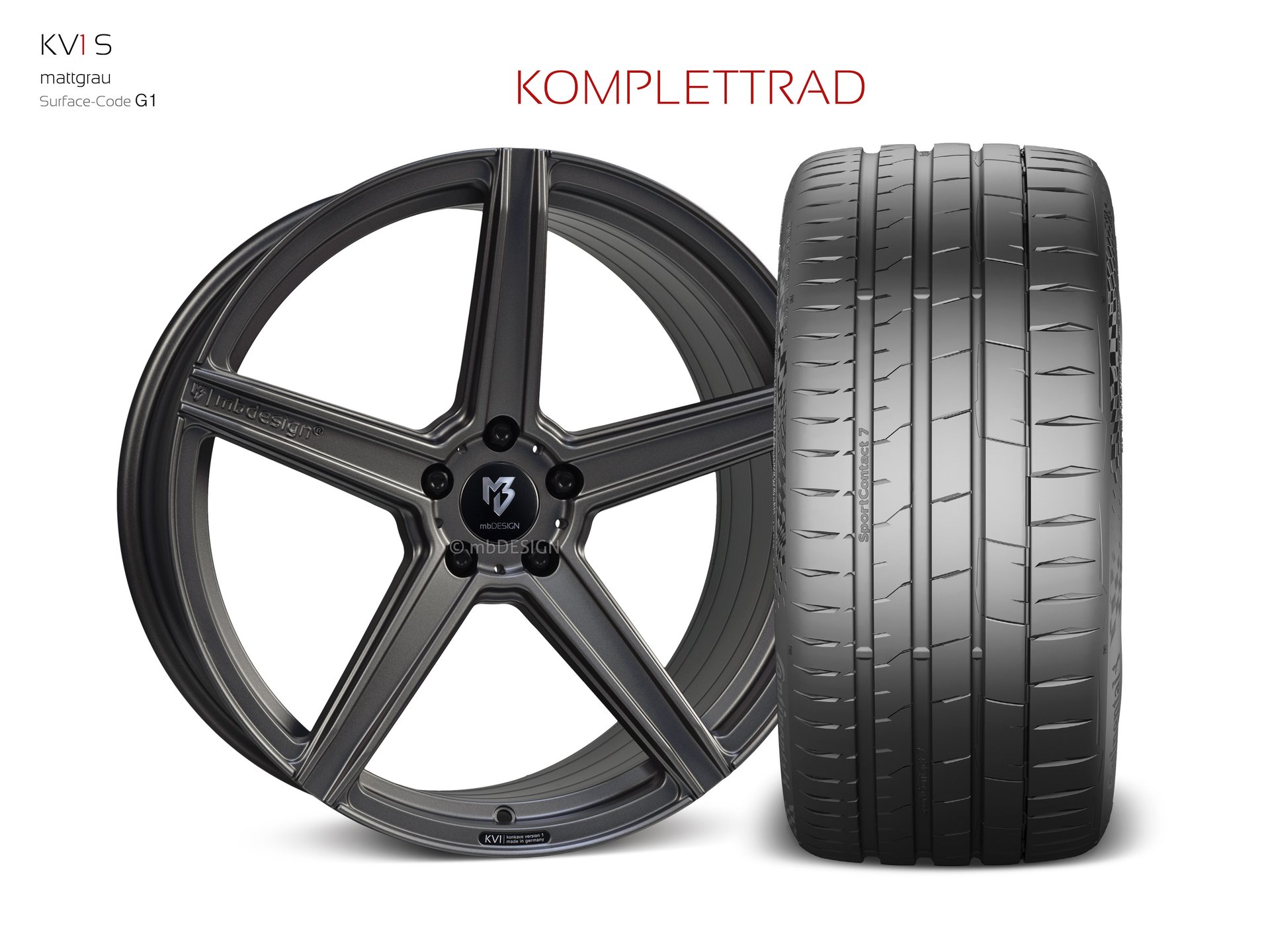 mbDESIGN KV1S forged wheel 9,5x21 konkaves Design in matt grey – view 1