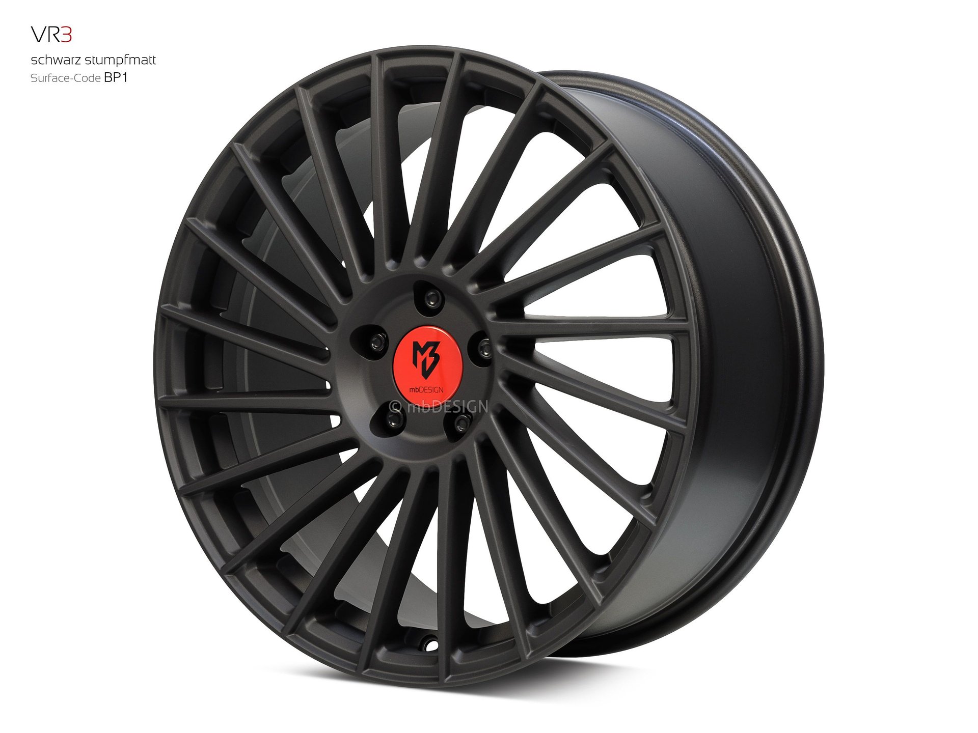 mbDESIGN VR3 Schmiederad 8,5x19 in Schwarz stumpfmatt – Perspektive 2 Links
