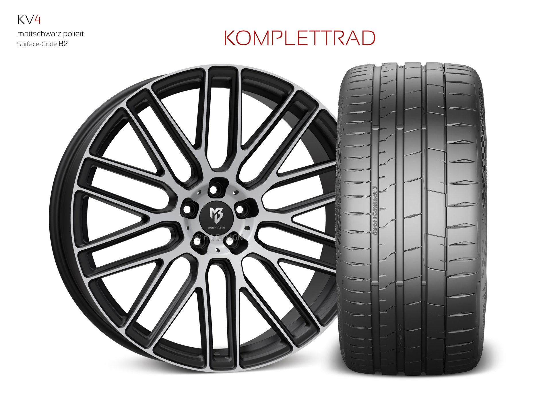 mbDESIGN KV4 forged wheel 10x22 konkaves Design in matt black polished – view 1