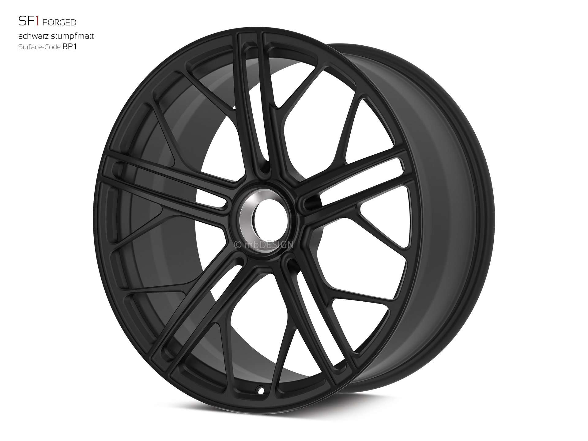 mbDESIGN SF1 Rad 9,5x21 konkaves Design in Schwarz stumpfmatt – Perspektive 2 Links