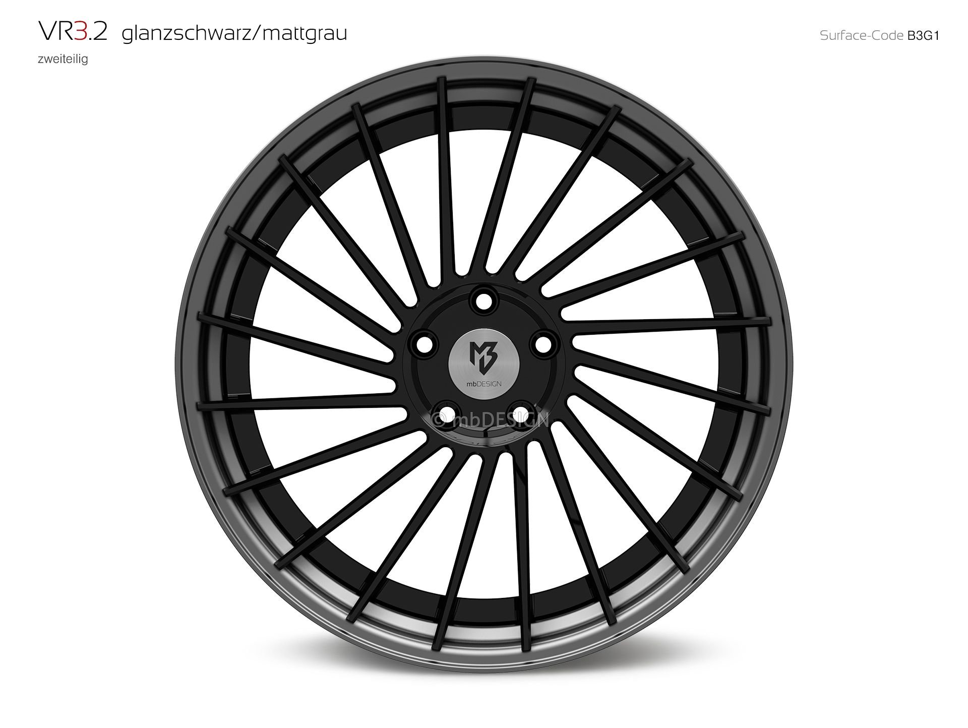 mbDESIGN VR3.2 forged wheel 9x20 konkaves Design in gloss black/matt grey – view 0