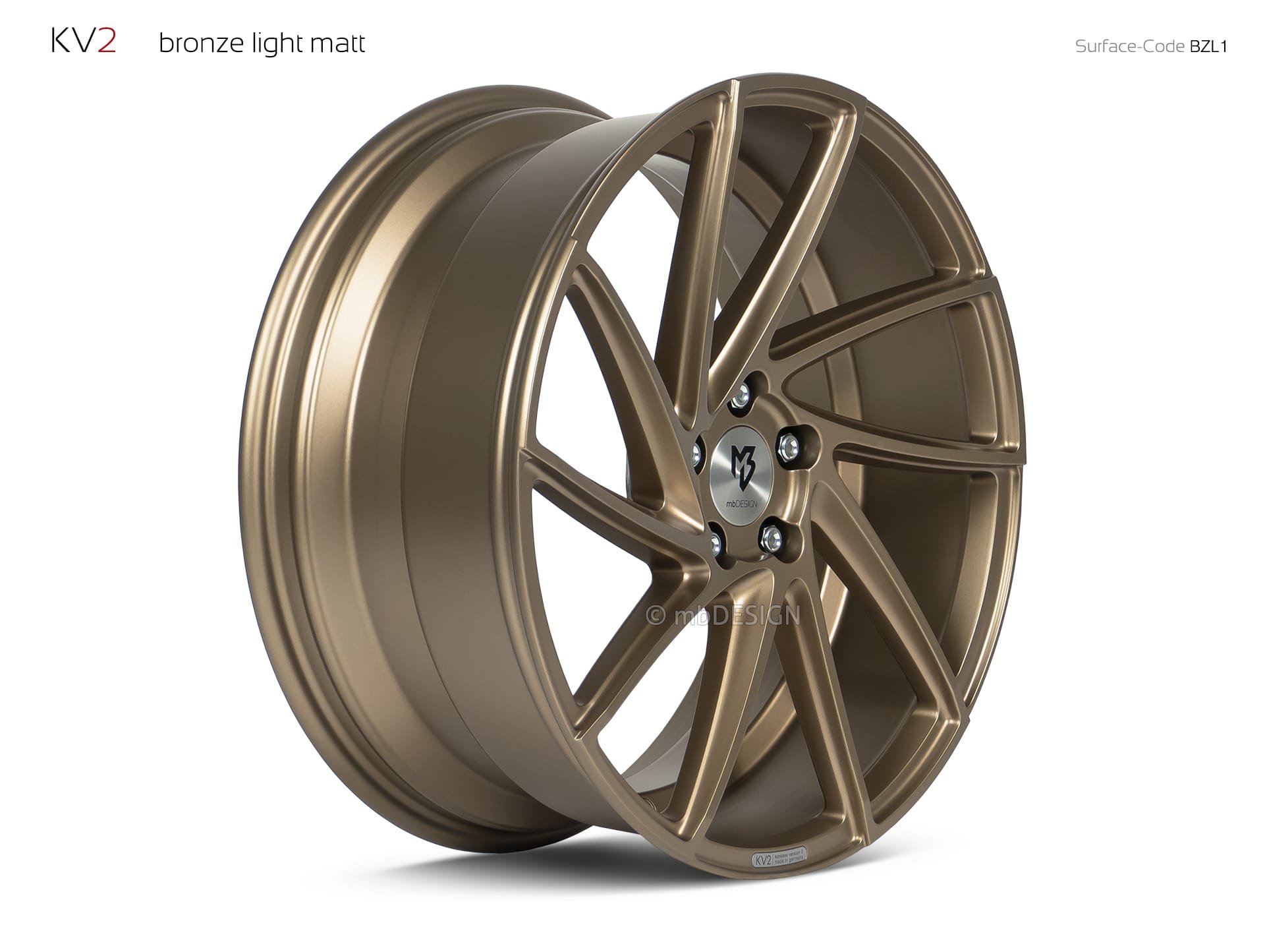 mbDESIGN KV2 Schmiederad 8,5x20 konkaves Design in Bronze hell matt – Perspektive 2