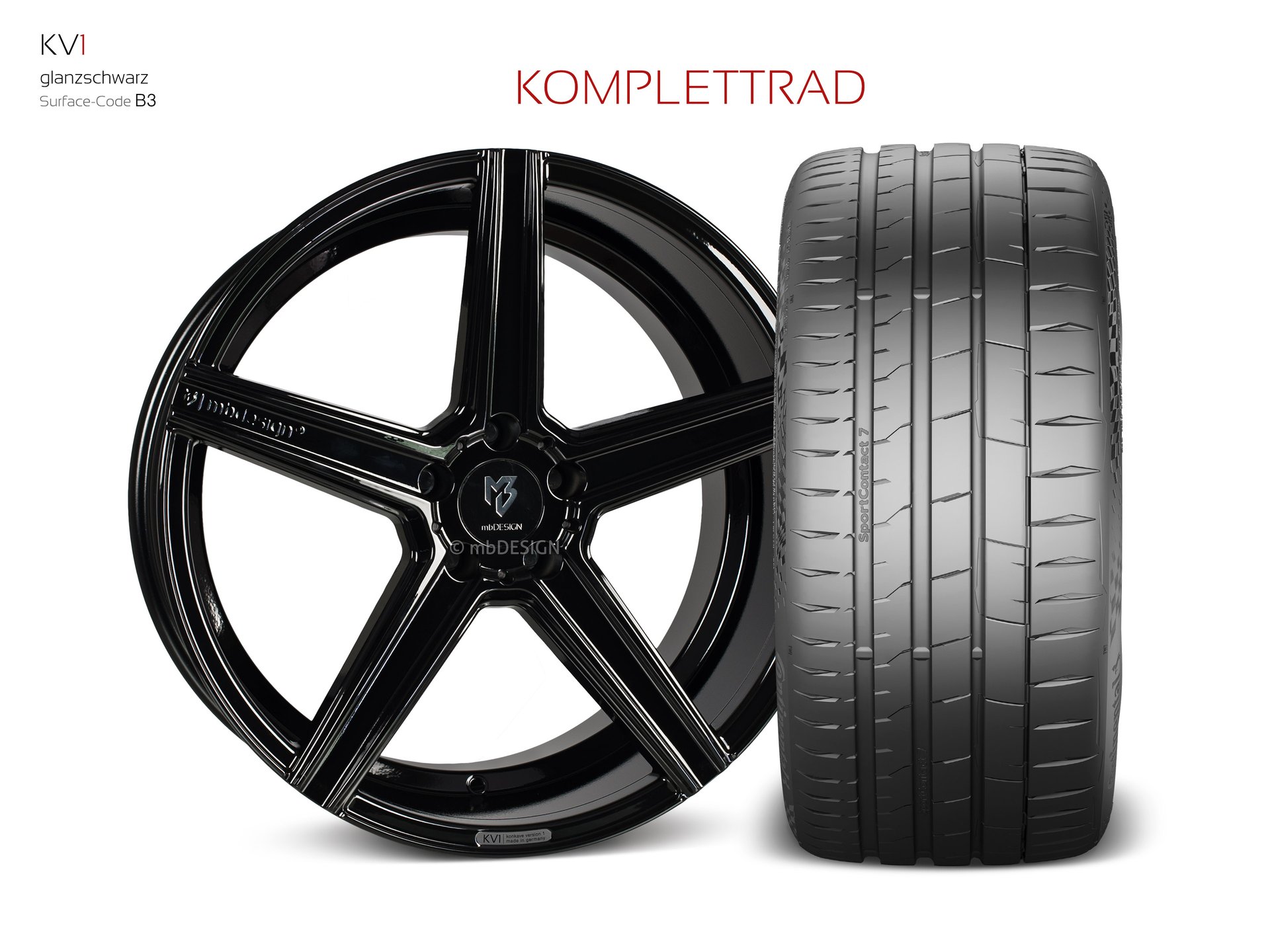 mbDESIGN KV1 forged wheel 9x20 konkaves Design in gloss black – view 1