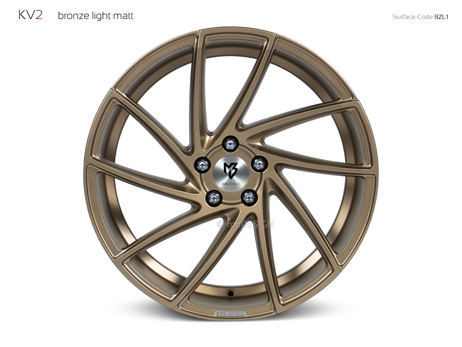 mbDESIGN KV2 Schmiederad 8,5x20 konkaves Design in Bronze hell matt – Perspektive 0