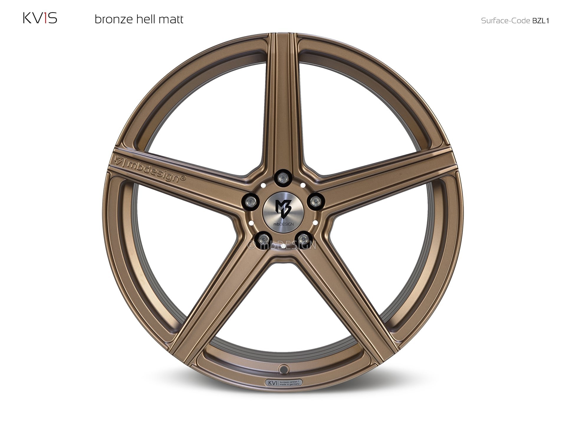 mbDESIGN KV1S Schmiederad 9,5x21 konkaves Design in Bronze hell matt – Perspektive 0