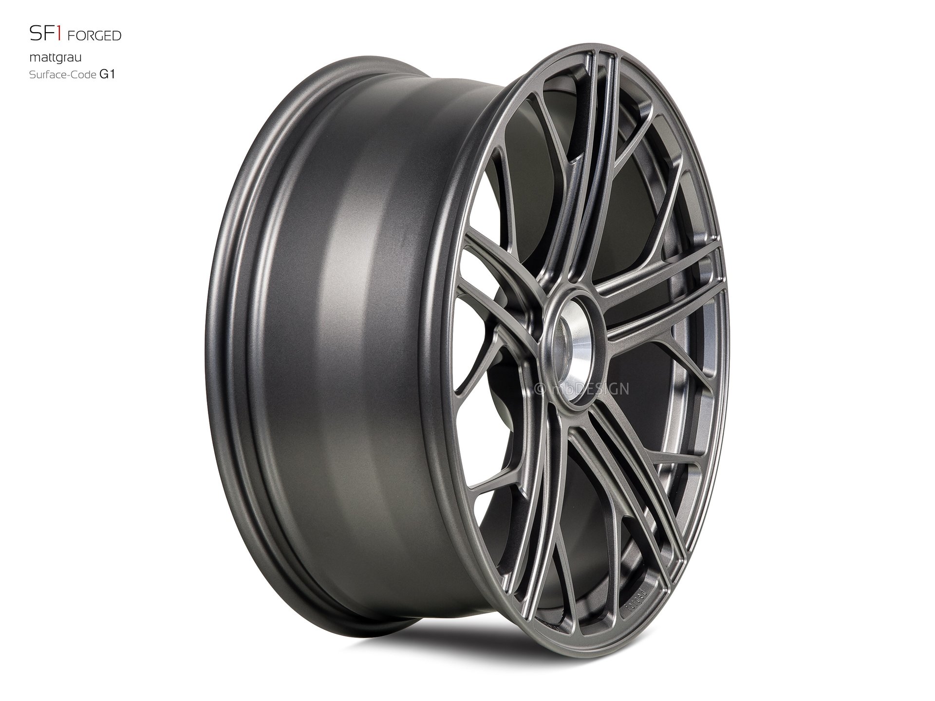 mbDESIGN SF1 Forged Rad 8,5x20 konkaves Design in Mattgrau – Perspektive 3