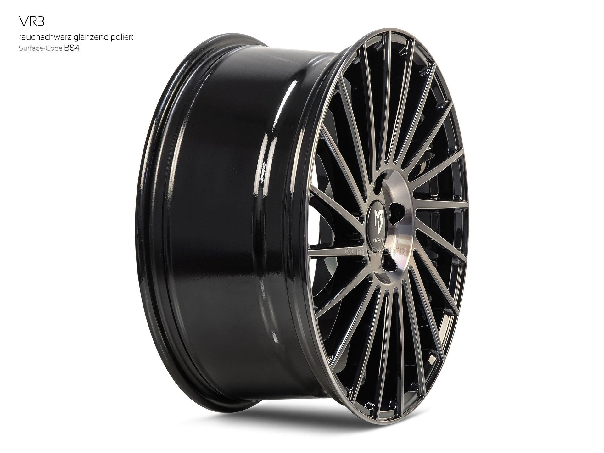 mbDESIGN VR3 Schmiederad 8,5x19 in Rauchschwarz glänzend poliert – Perspektive 3