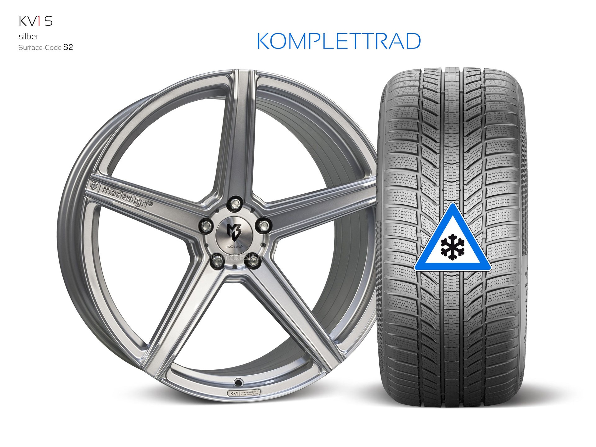 mbDESIGN KV1S forged wheel 9,5x21 konkaves Design in silver – view 1