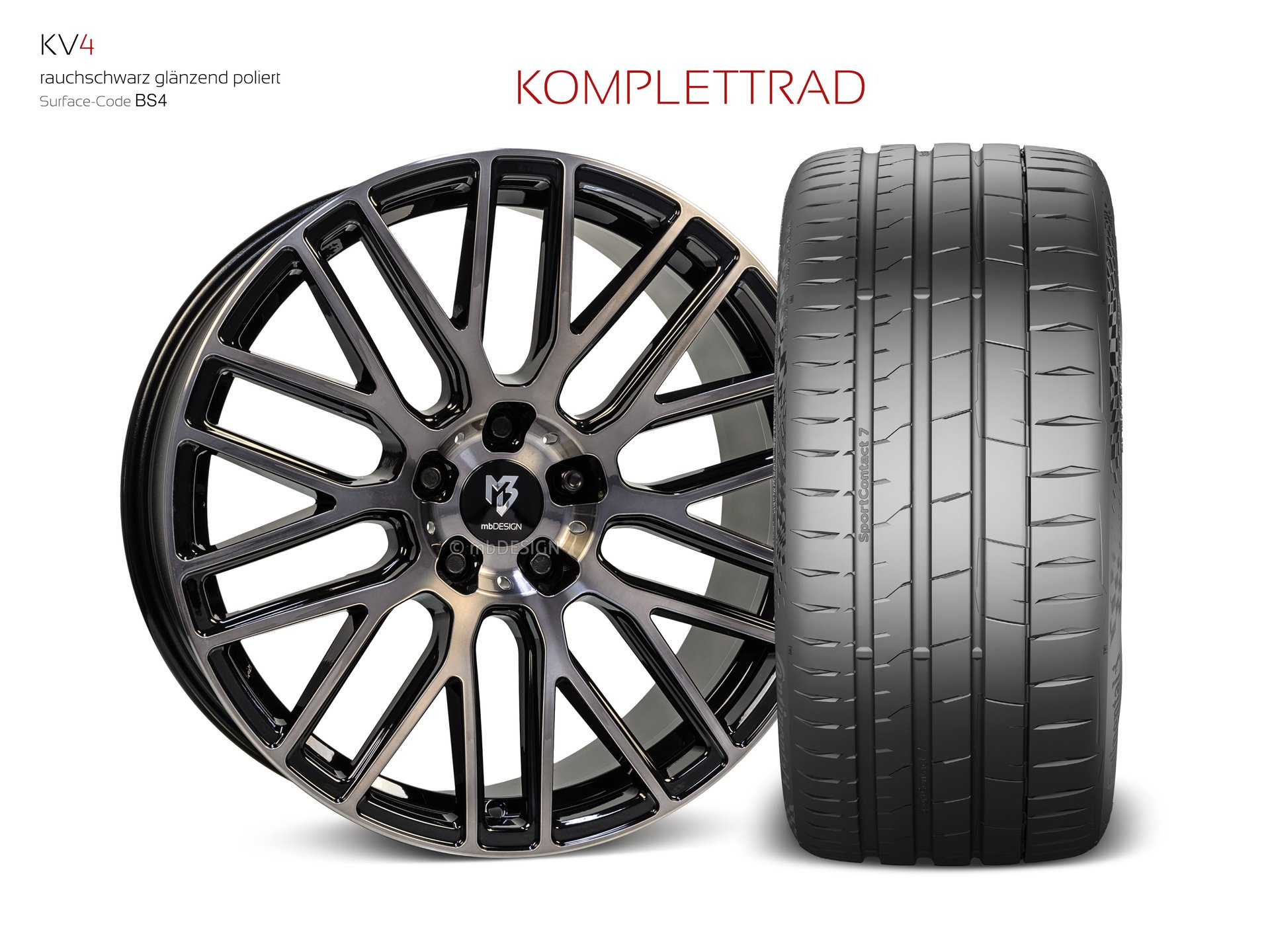 mbDESIGN KV4 forged wheel 9x20 in smoke black gloss polished – view 1