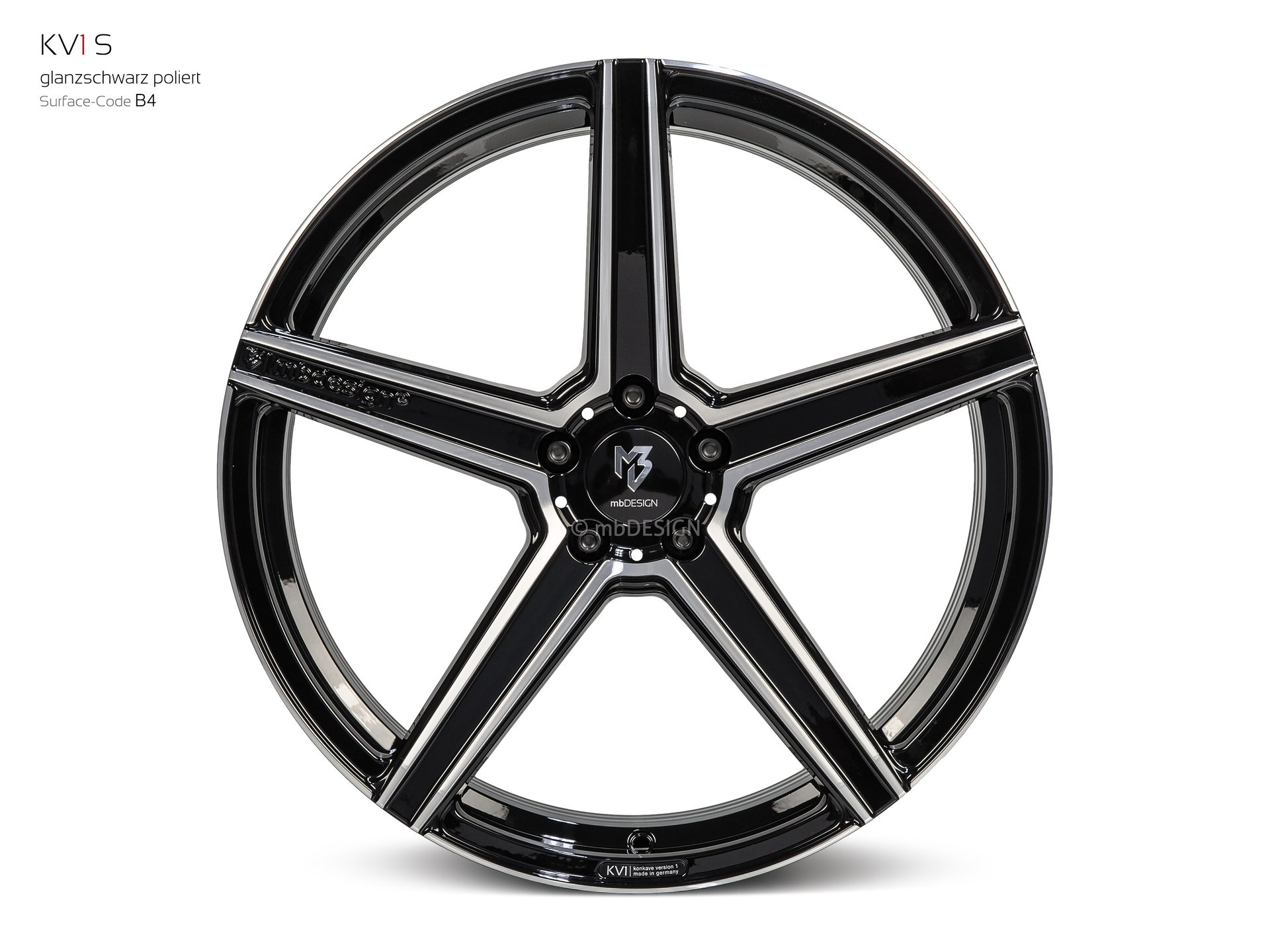 mbDESIGN KV1S Rad 9,5x21 konkaves Design in Glanzschwarz poliert – Perspektive 0