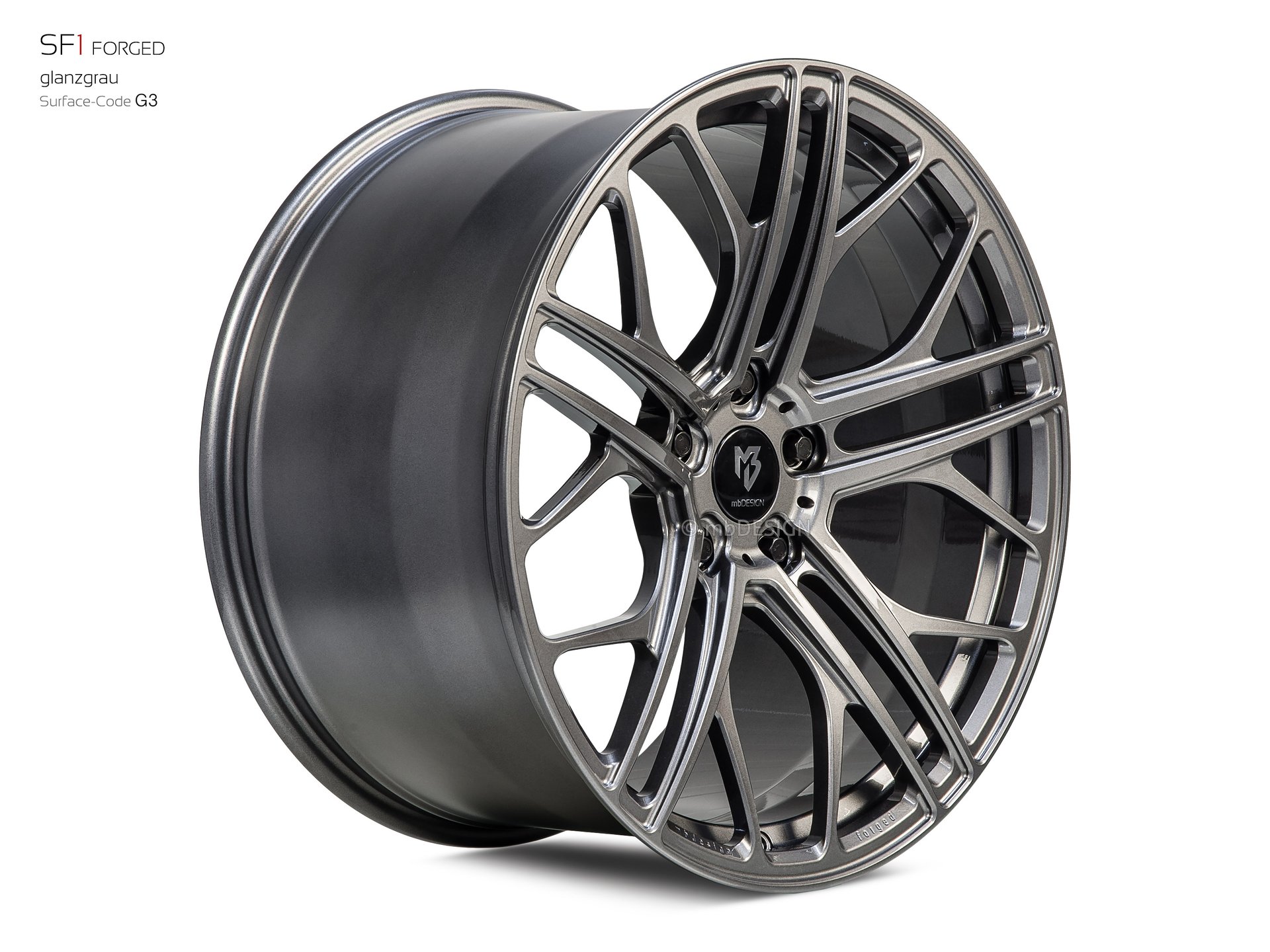 mbDESIGN SF1 Forged Rad 11,5x21 stark konkaves Design (DC) in Glanzgrau – Perspektive 2