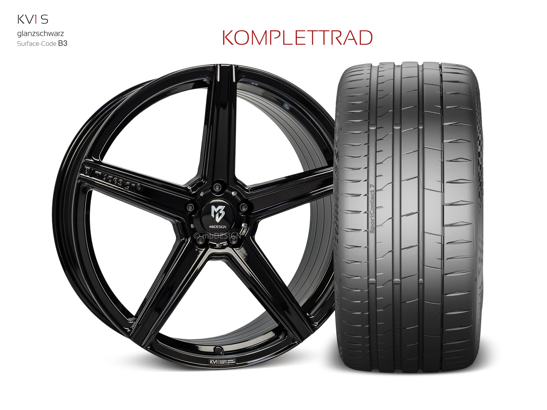 mbDESIGN KV1S forged wheel 9x21 konkaves Design in gloss black – view 1