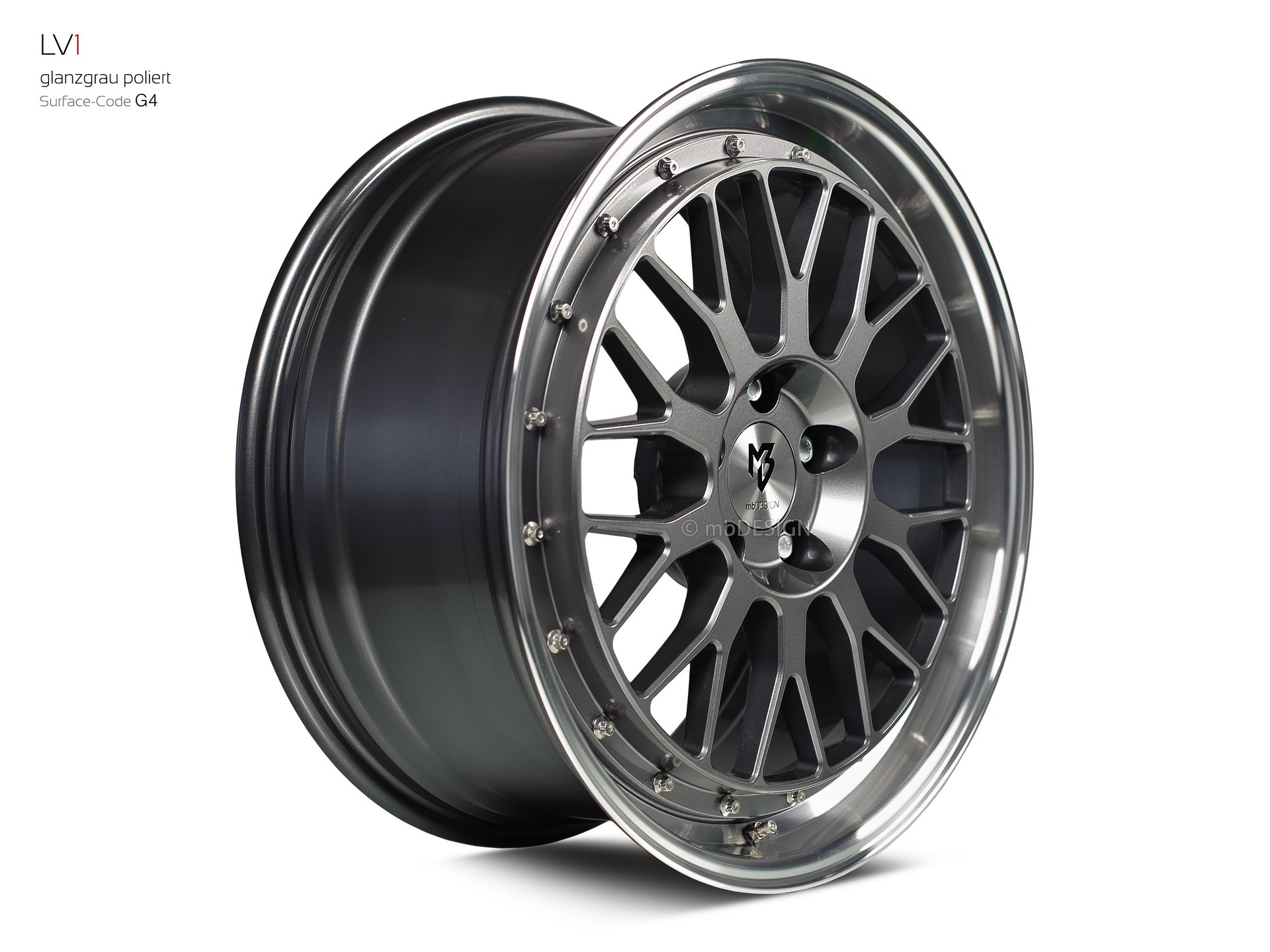 mbDESIGN LV1 forged wheel 8,5x19 in gloss grey polished – view 2
