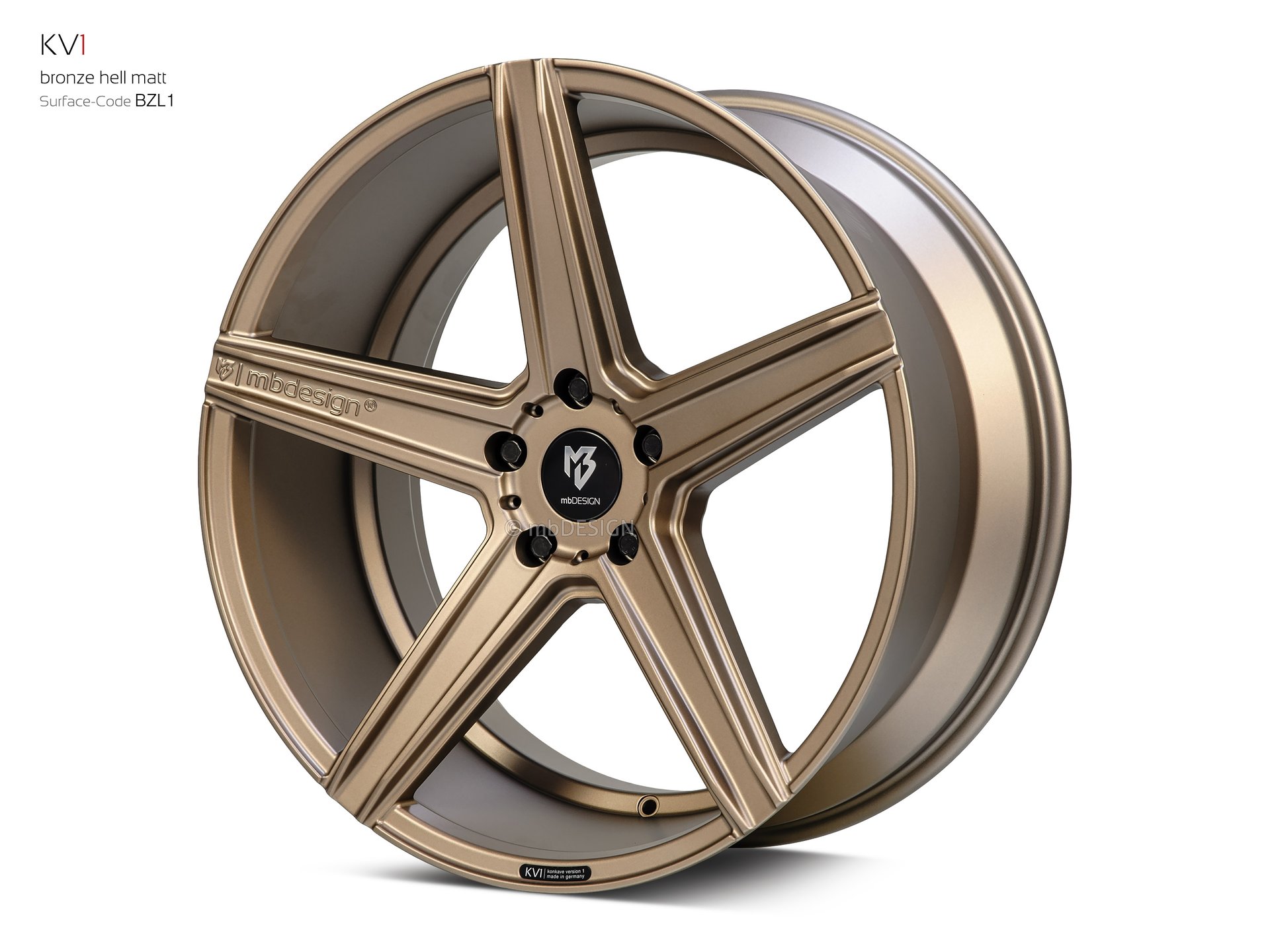 mbDESIGN KV1 Schmiederad 10x22 stark konkaves Design (DC) in Bronze hell matt – Perspektive 2 Links