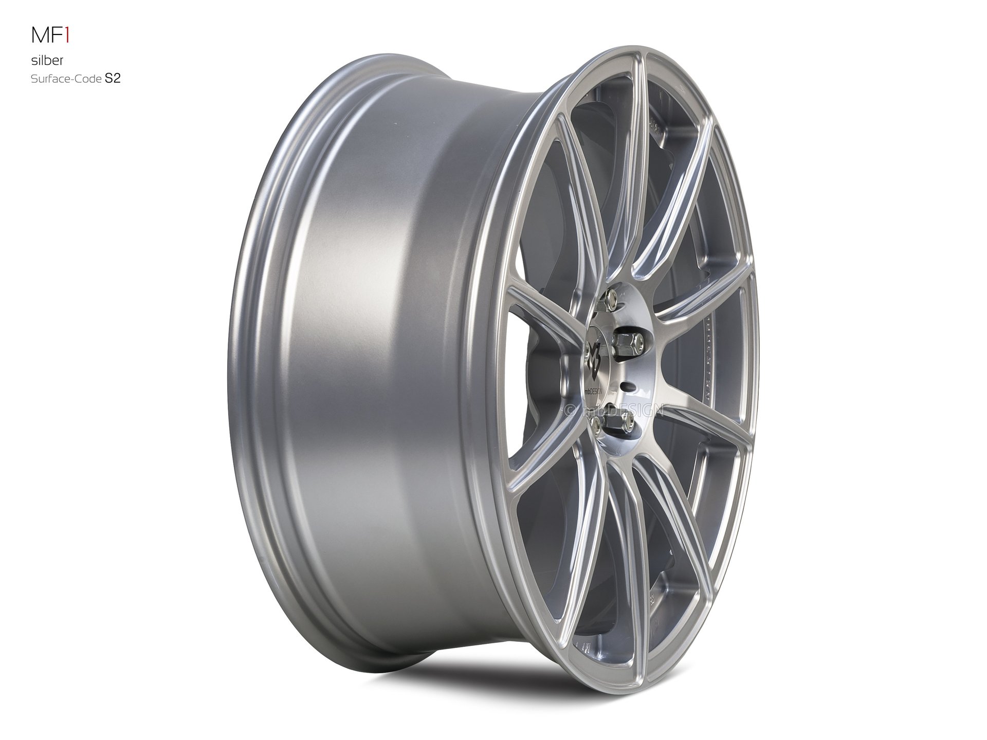 mbDESIGN MF1 Schmiederad 8x19 in Silber – Perspektive 3
