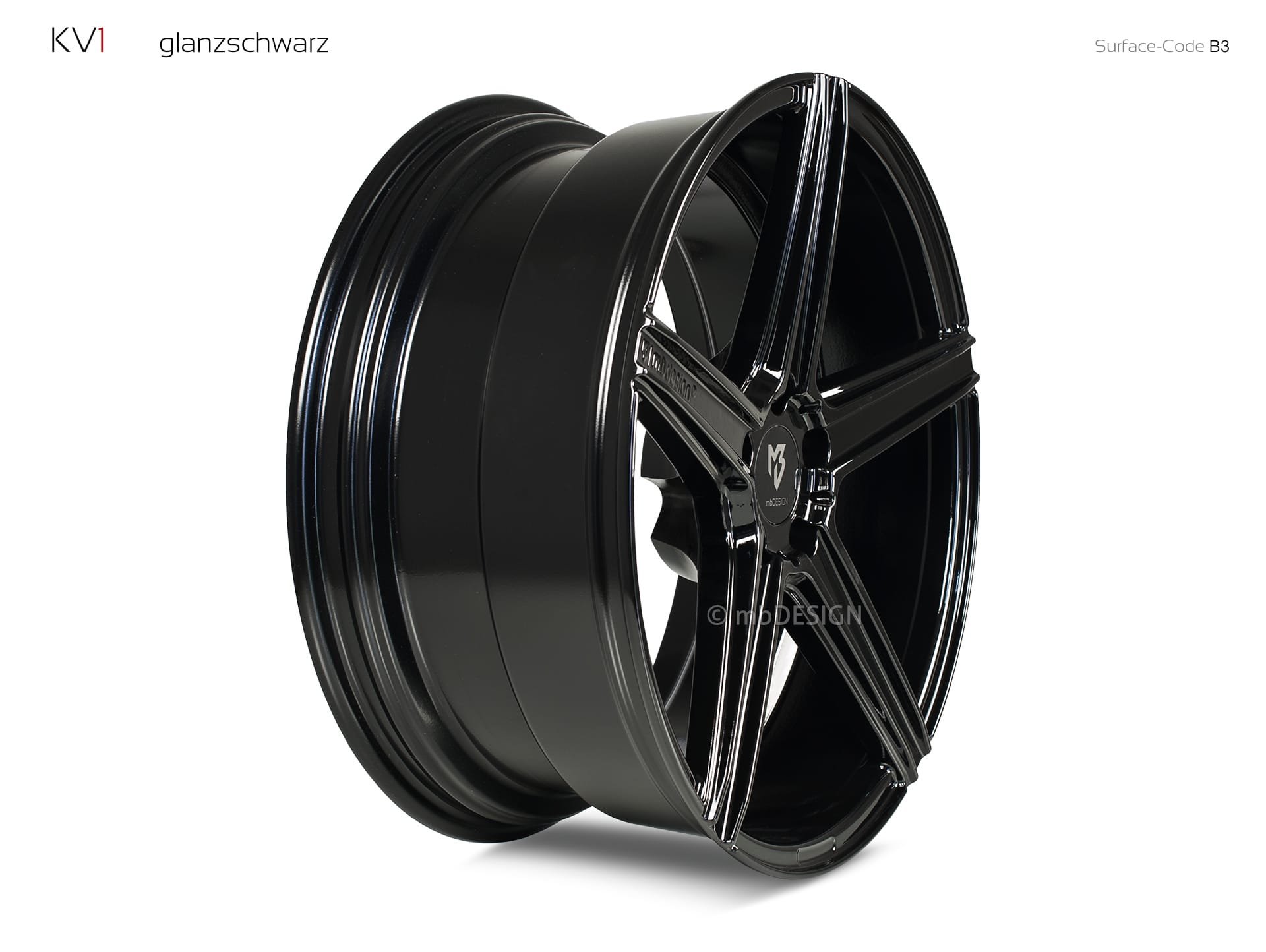 mbDESIGN KV1 forged wheel 9x20 konkaves Design in gloss black – view 3