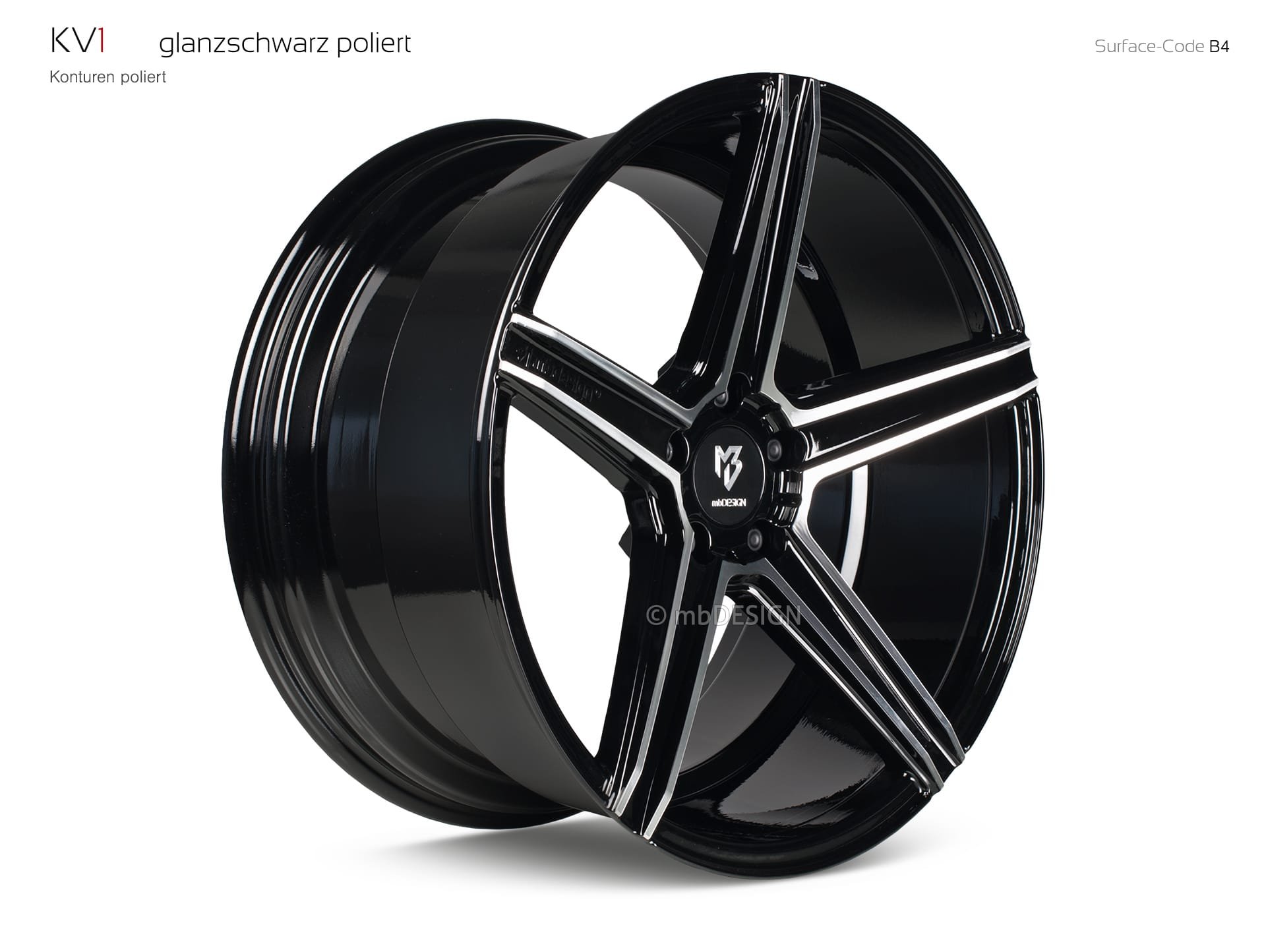 mbDESIGN KV1 forged wheel 10,5x20 stark konkaves Design (DC) in gloss black polished – view 2