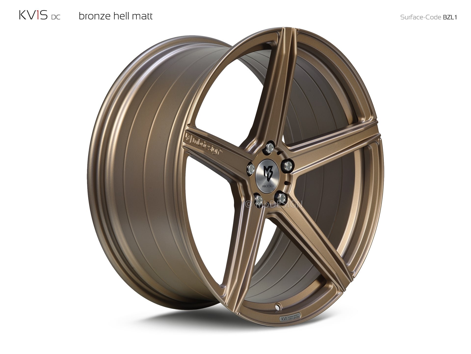 mbDESIGN KV1S Schmiederad 9,5x21 stark konkaves Design (DC) in Bronze hell matt – Perspektive 2