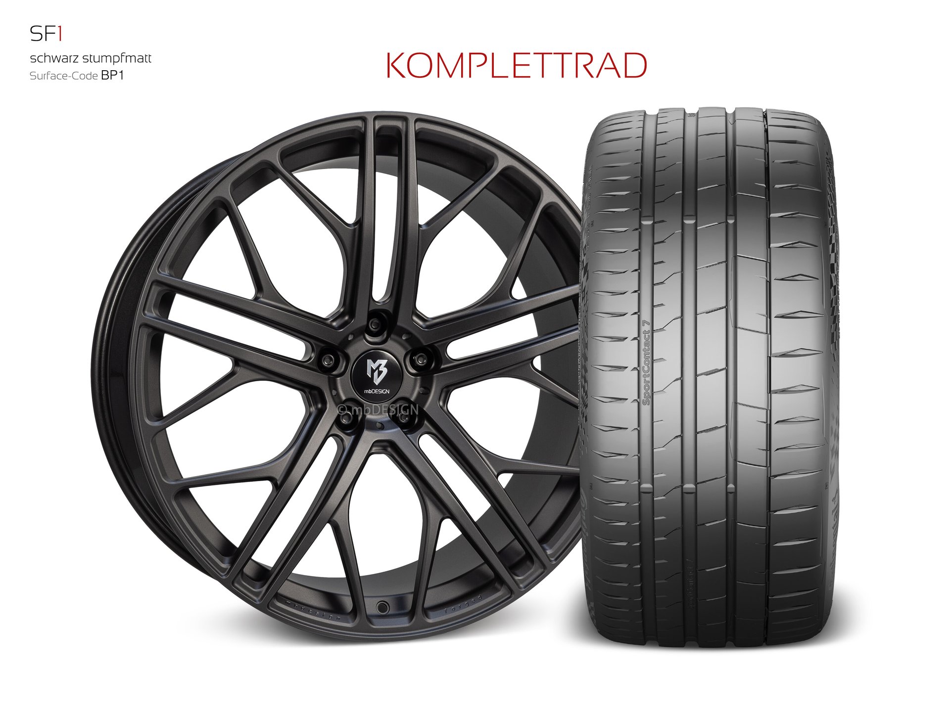 mbDESIGN SF1 forged wheel 10x24 konkaves Design in black flat matt – view 1