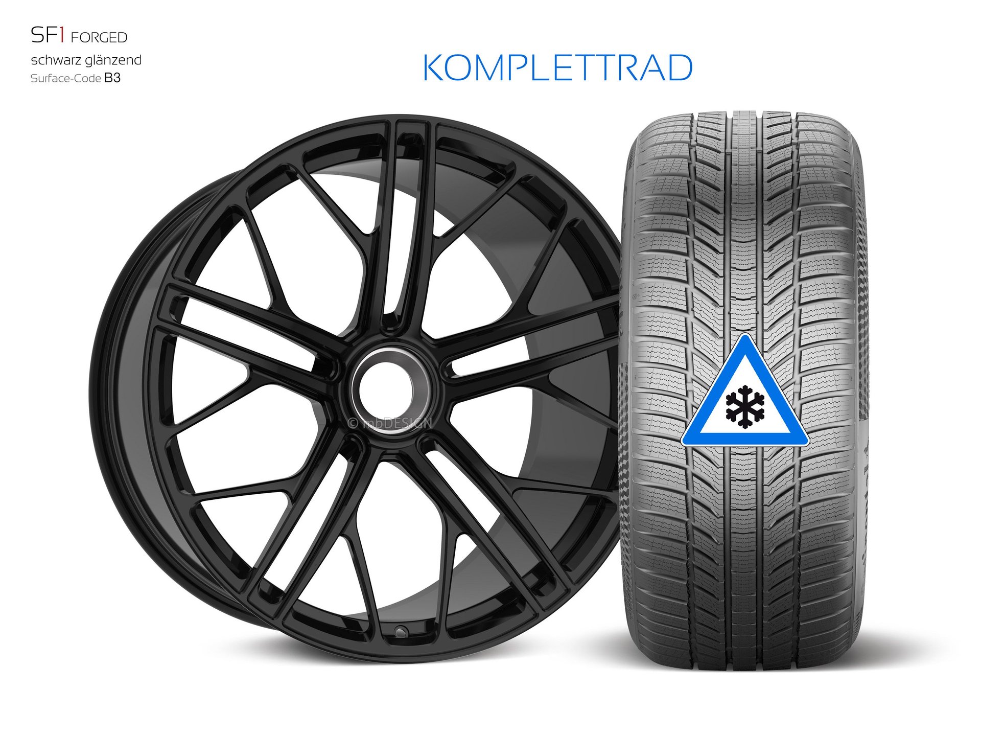 mbDESIGN SF1 forged wheel 9,5x21 konkaves Design in gloss black – view 1