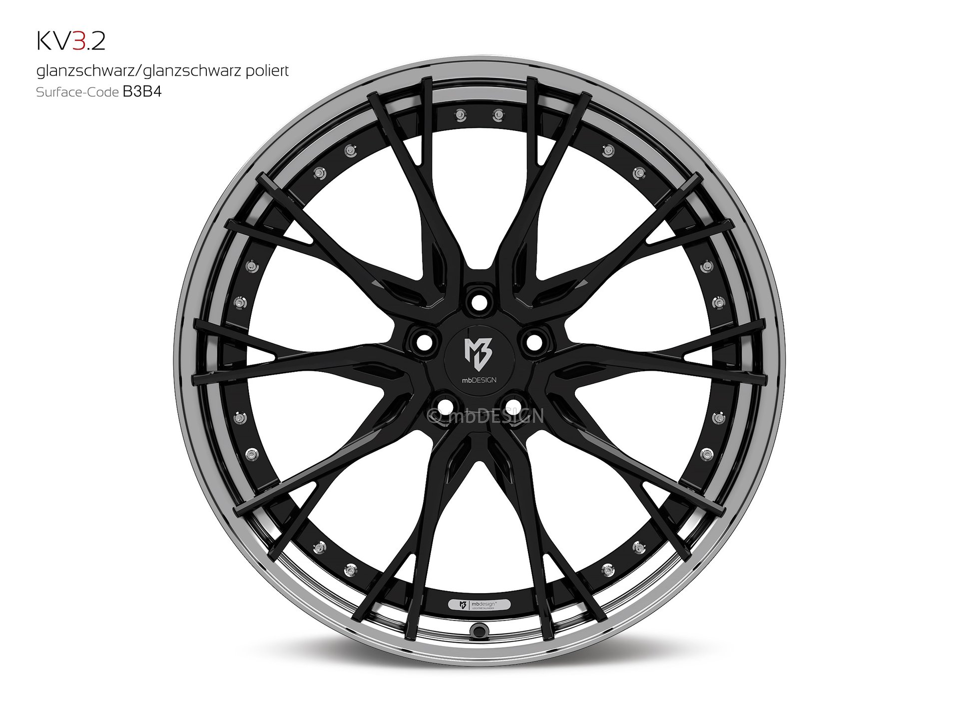 mbDESIGN KV3.2 Rad 10,5x21 stark konkaves Design (DC) in Glanzschwarz/Glanzschwarz poliert – Perspektive 0