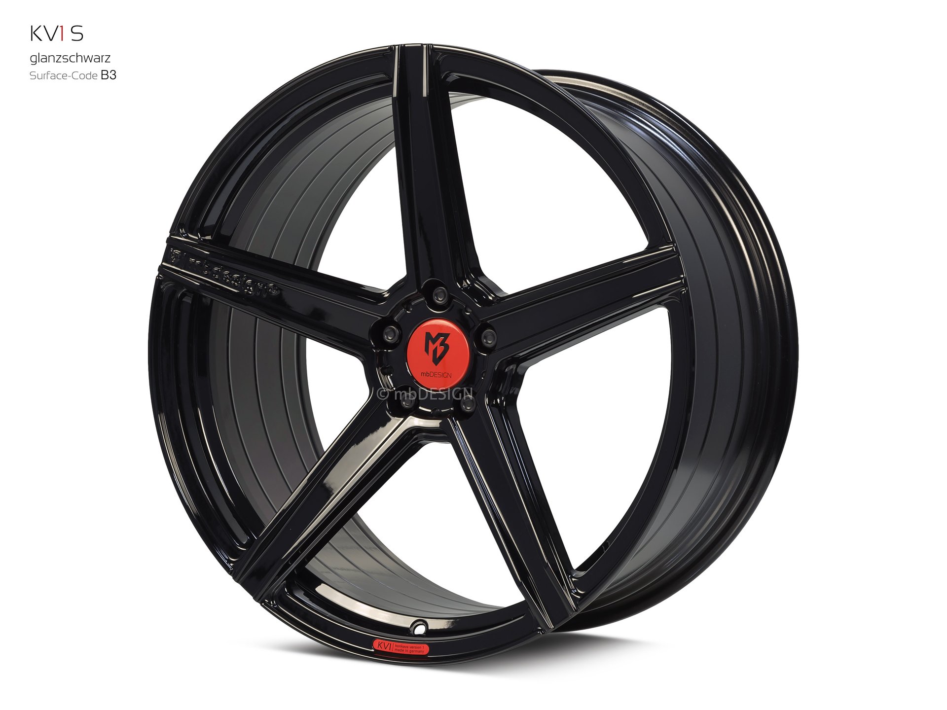 mbDESIGN KV1S forged wheel 9,5x21 stark konkaves Design (DC) in gloss black – view 2 Links