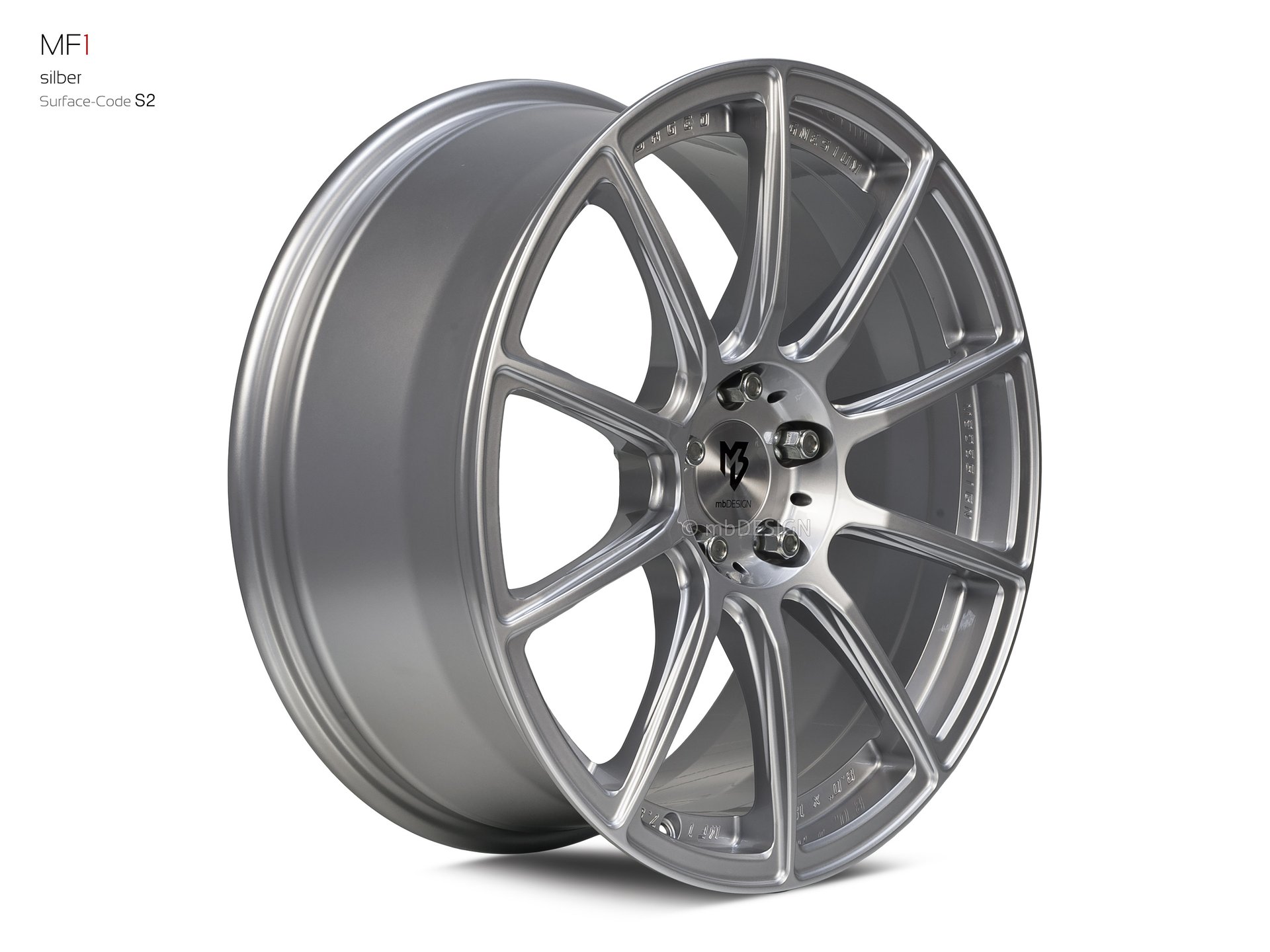 mbDESIGN MF1 Schmiederad 8x19 in Silber – Perspektive 2
