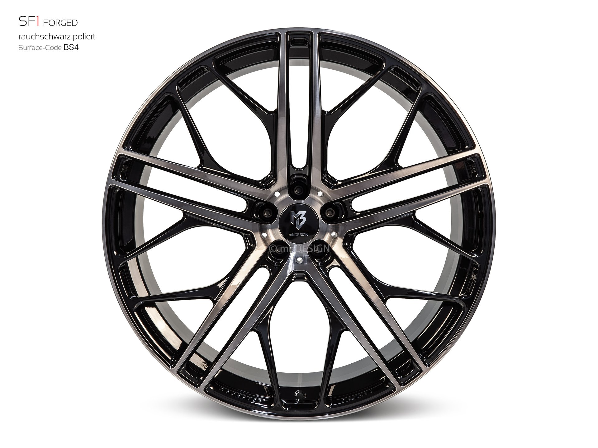 mbDESIGN SF1 forged wheel 10x24 konkaves Design in smoke black gloss polished – view 0