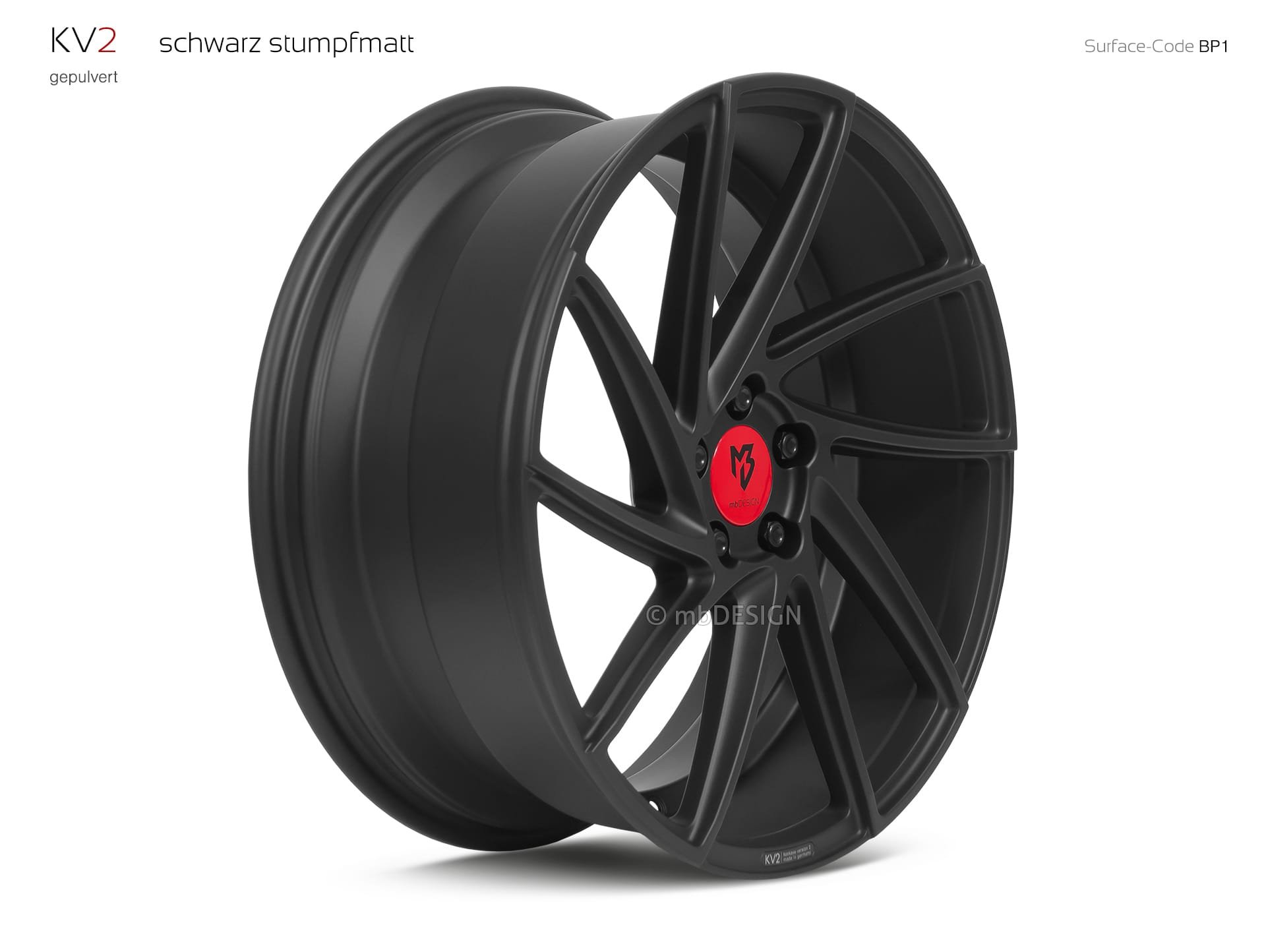 mbDESIGN KV2 forged wheel 8,5x19 in black flat matt – view 2