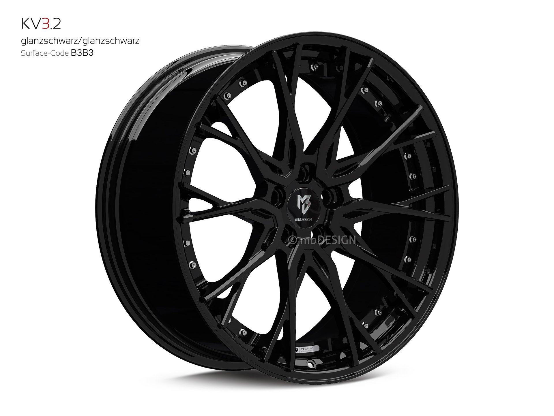mbDESIGN KV3.2 Rad 10,5x21 stark konkaves Design (DC) in Glanzschwarz – Perspektive 2