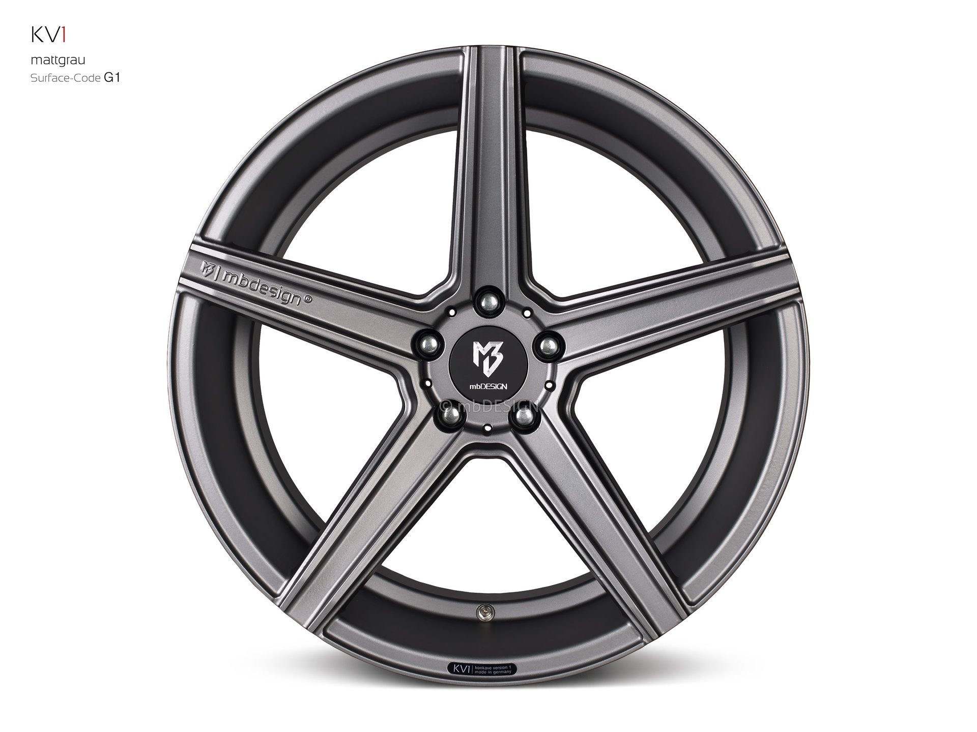 mbDESIGN KV1 Schmiederad 10,5x20 stark konkaves Design (DC) in Mattgrau – Perspektive 0