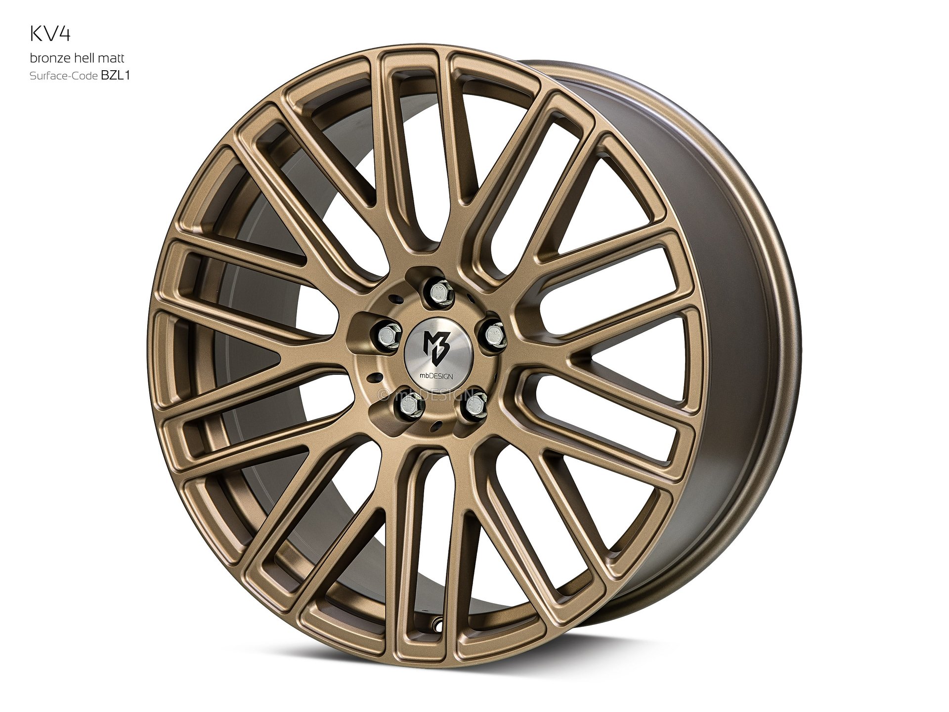 mbDESIGN KV4 Schmiederad 9x20 konkaves Design in Bronze hell matt – Perspektive 2 Links