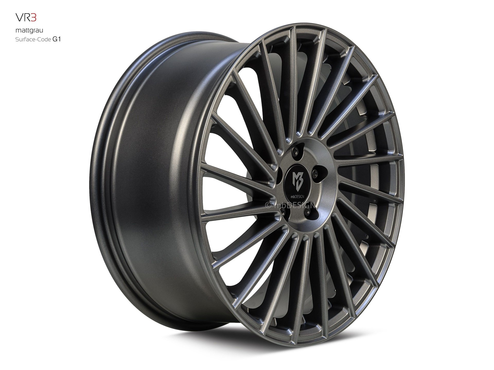 mbDESIGN VR3 Schmiederad 8,5x19 in Mattgrau – Perspektive 2