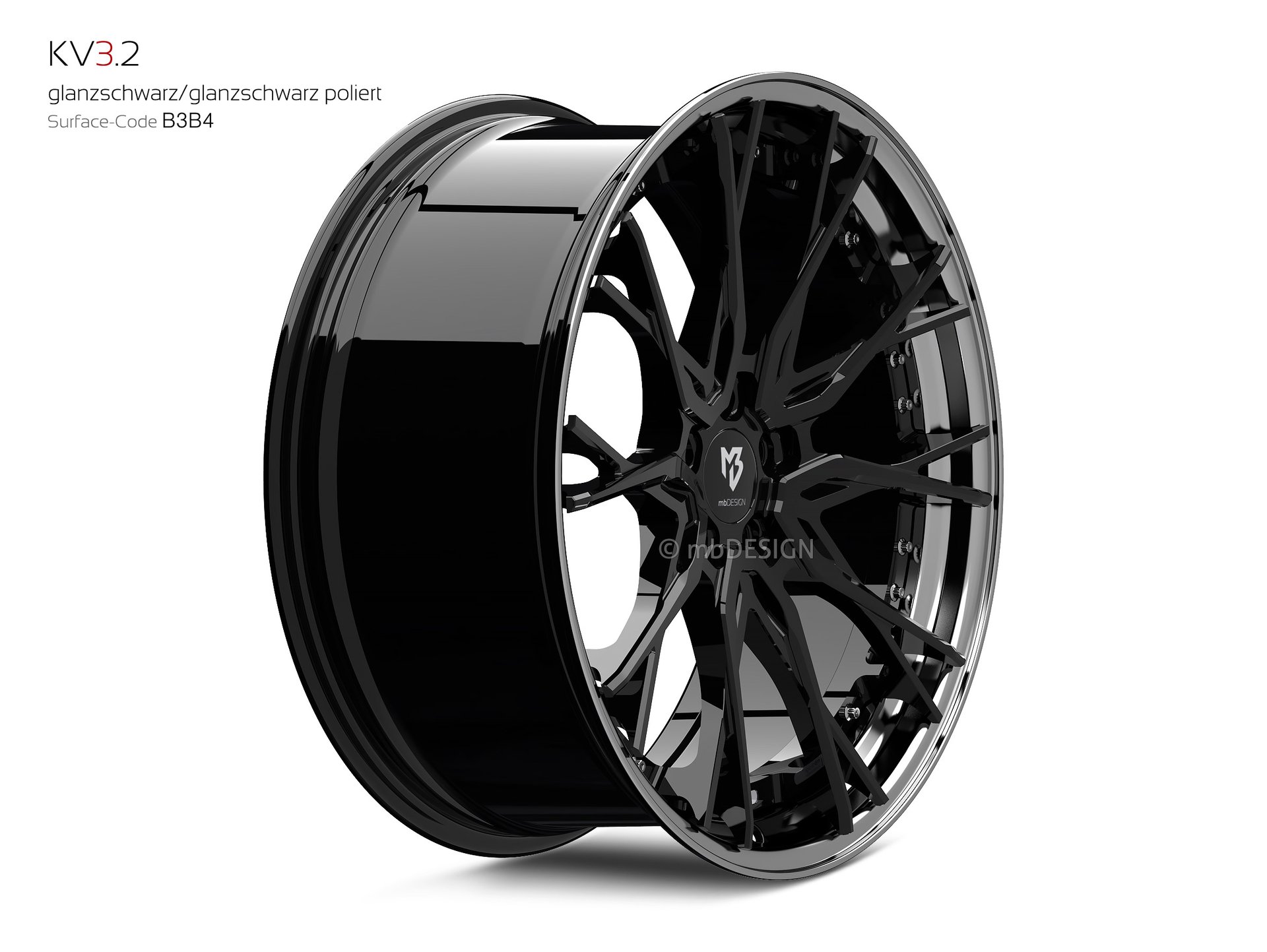 mbDESIGN KV3.2 Rad 10,5x21 stark konkaves Design (DC) in Glanzschwarz/Glanzschwarz poliert – Perspektive 3