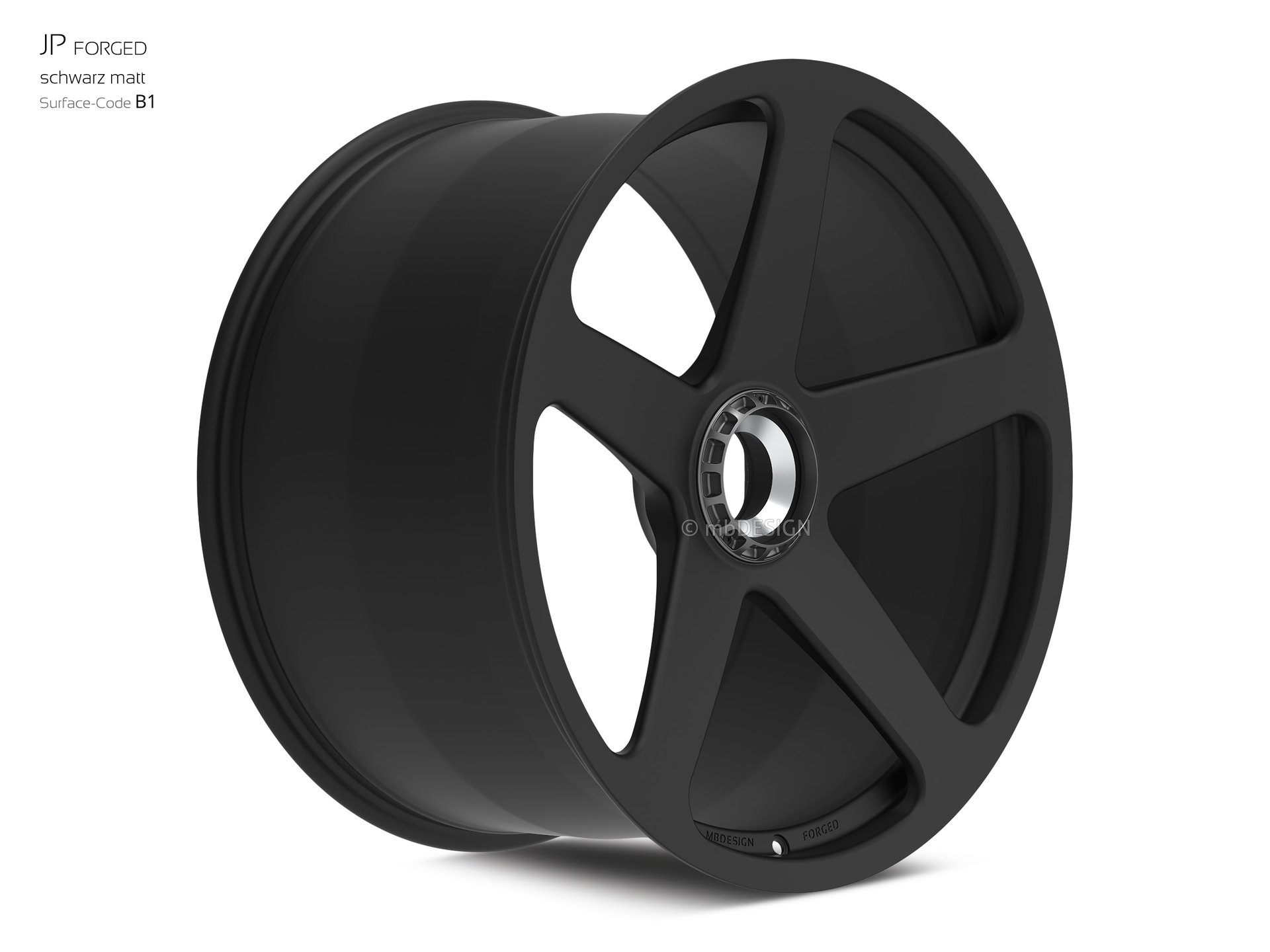 mbDESIGN JP Forged Rad 12,5x22 stark konkaves Design (DC) in schwarz seidenmatt – Perspektive 2