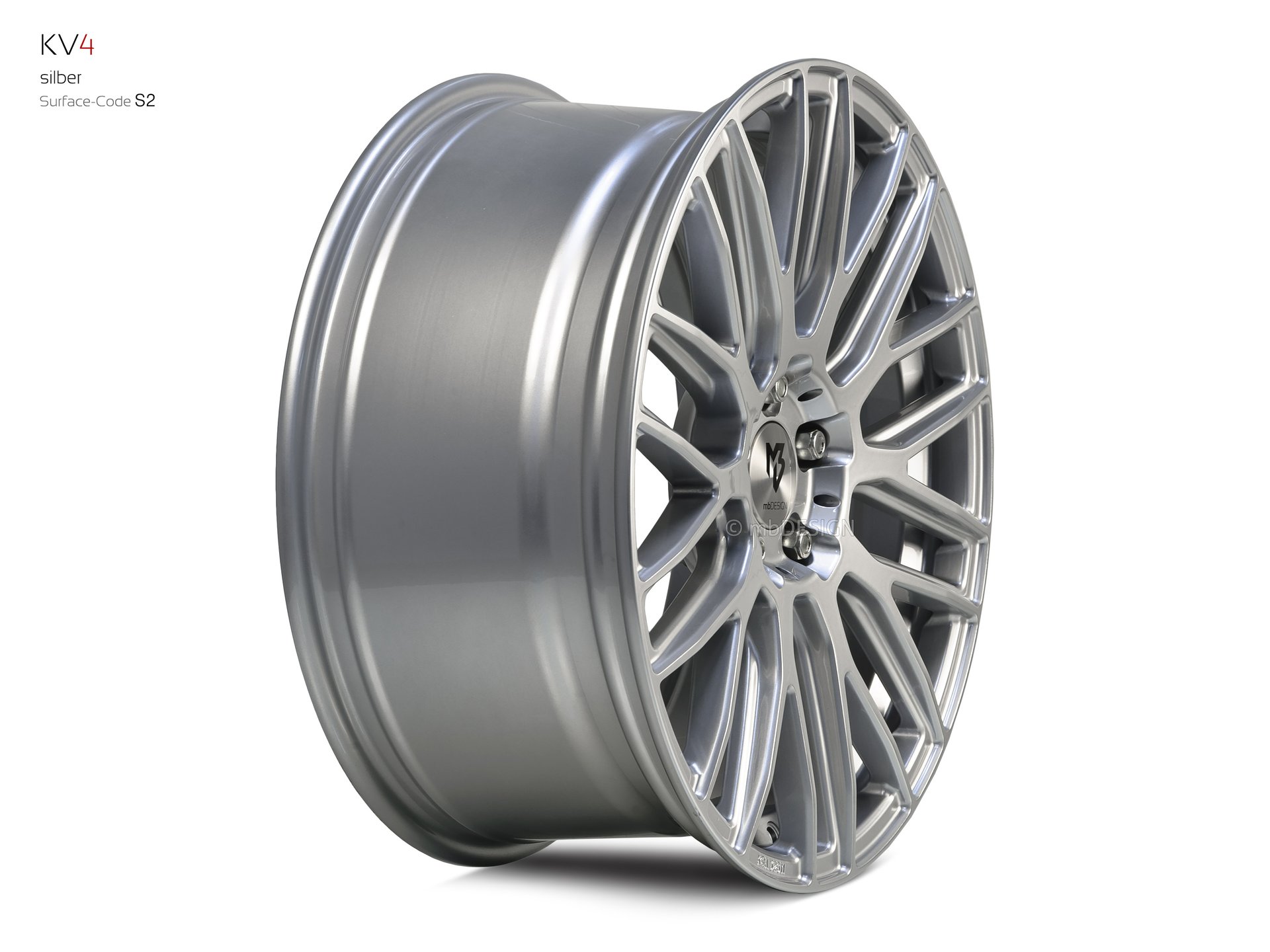 mbDESIGN KV4 Schmiederad 8,5x19 in Silber – Perspektive 3