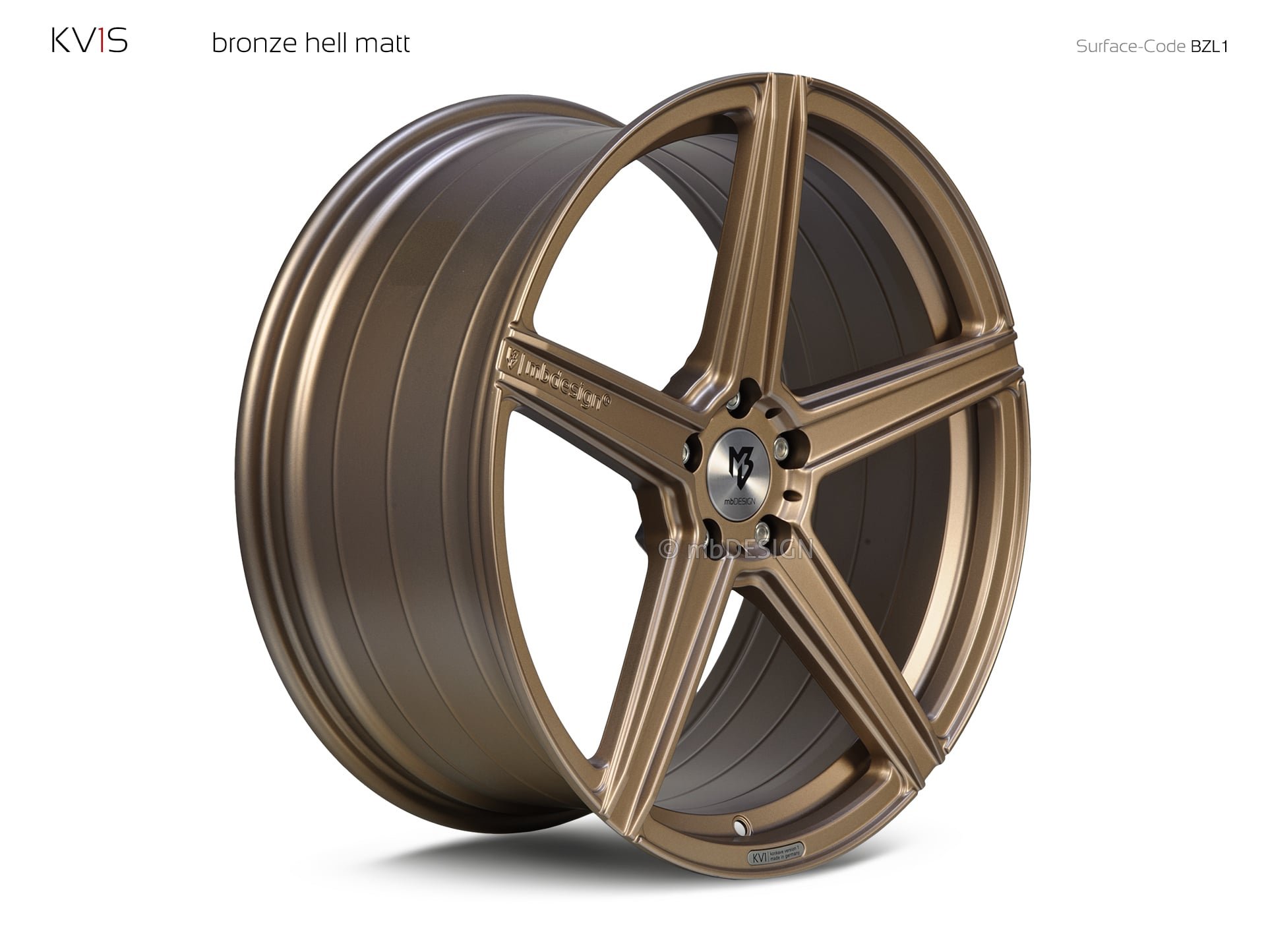 mbDESIGN KV1S Schmiederad 9,5x21 konkaves Design in Bronze hell matt – Perspektive 2