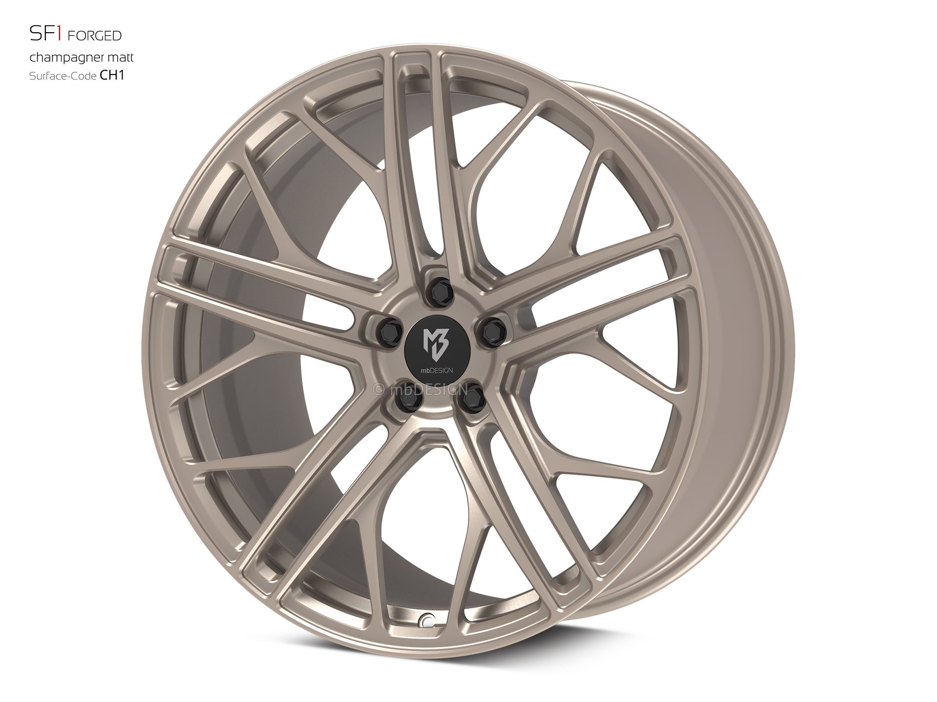 mbDESIGN SF1 forged wheel 10,5x21 stark konkaves Design (DC) in champagne matt – view 2 Links