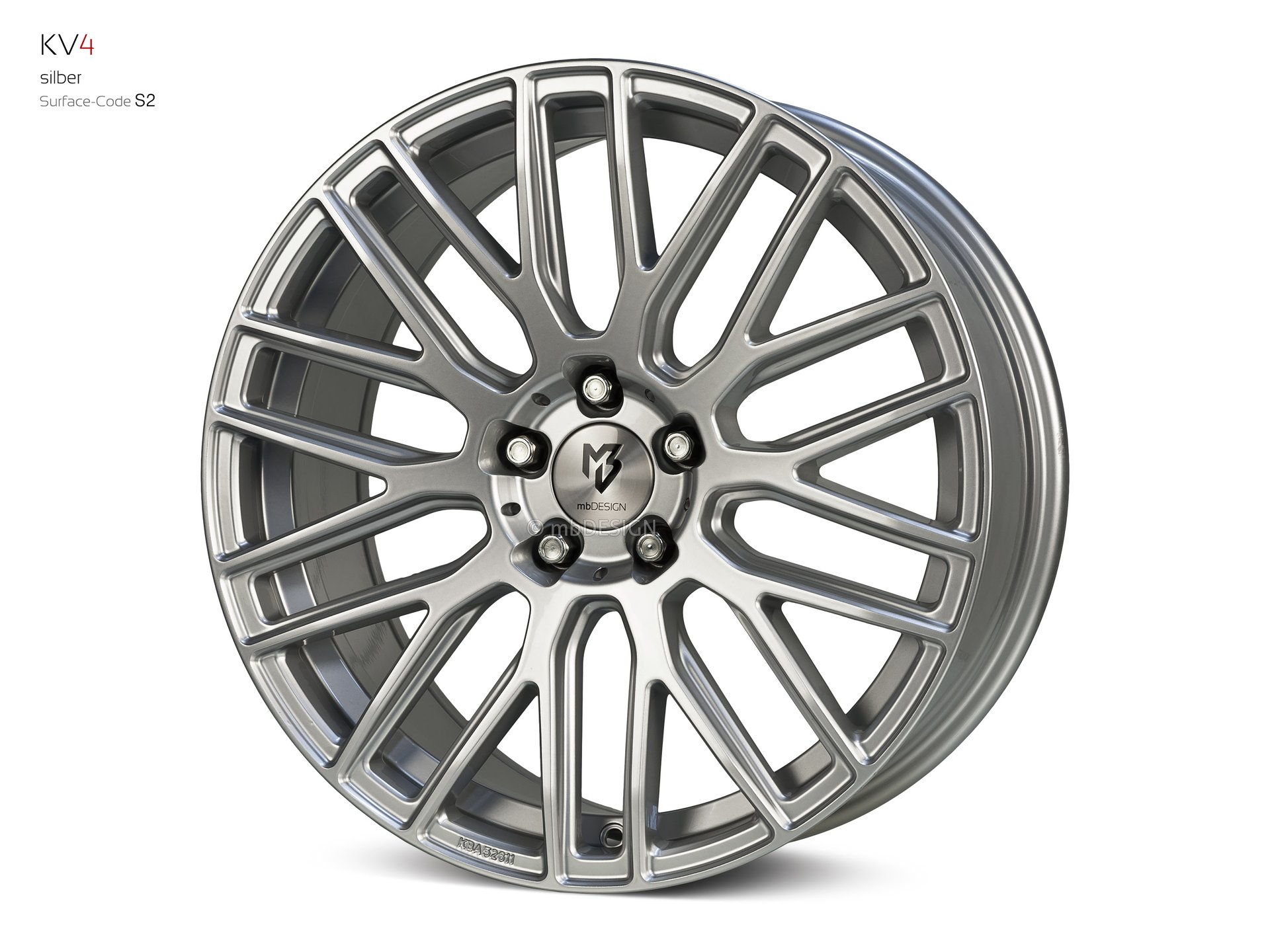 mbDESIGN KV4 Schmiederad 8,5x19 in Silber – Perspektive 2 Links