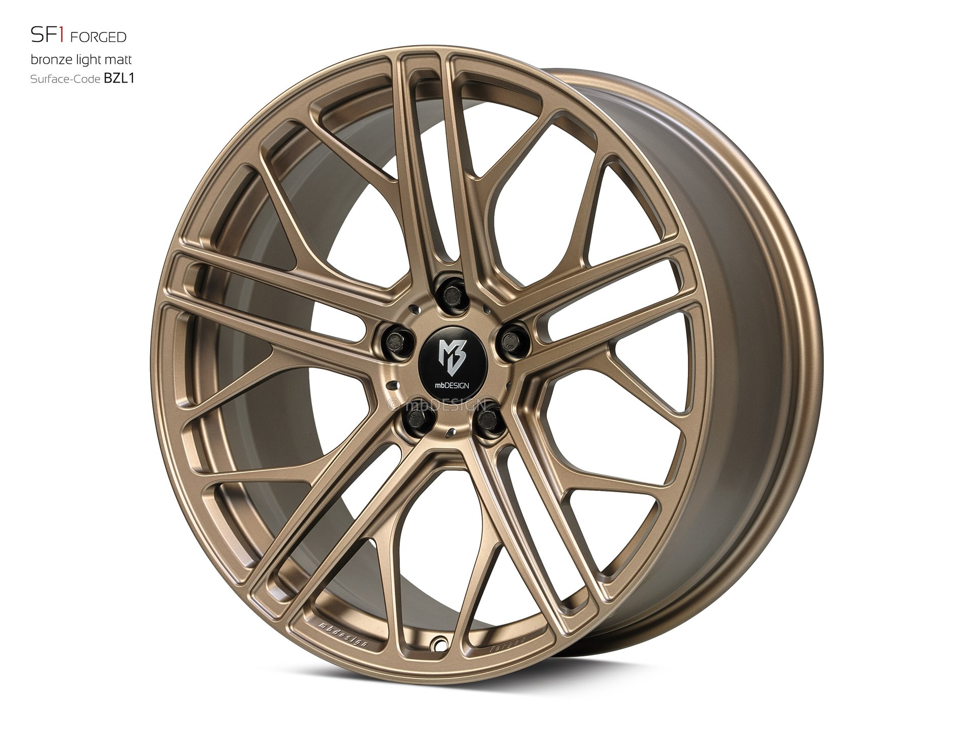mbDESIGN SF1 Schmiederad 9x20 stark konkaves Design (DC) in bronze light matt – Perspektive 2 Links
