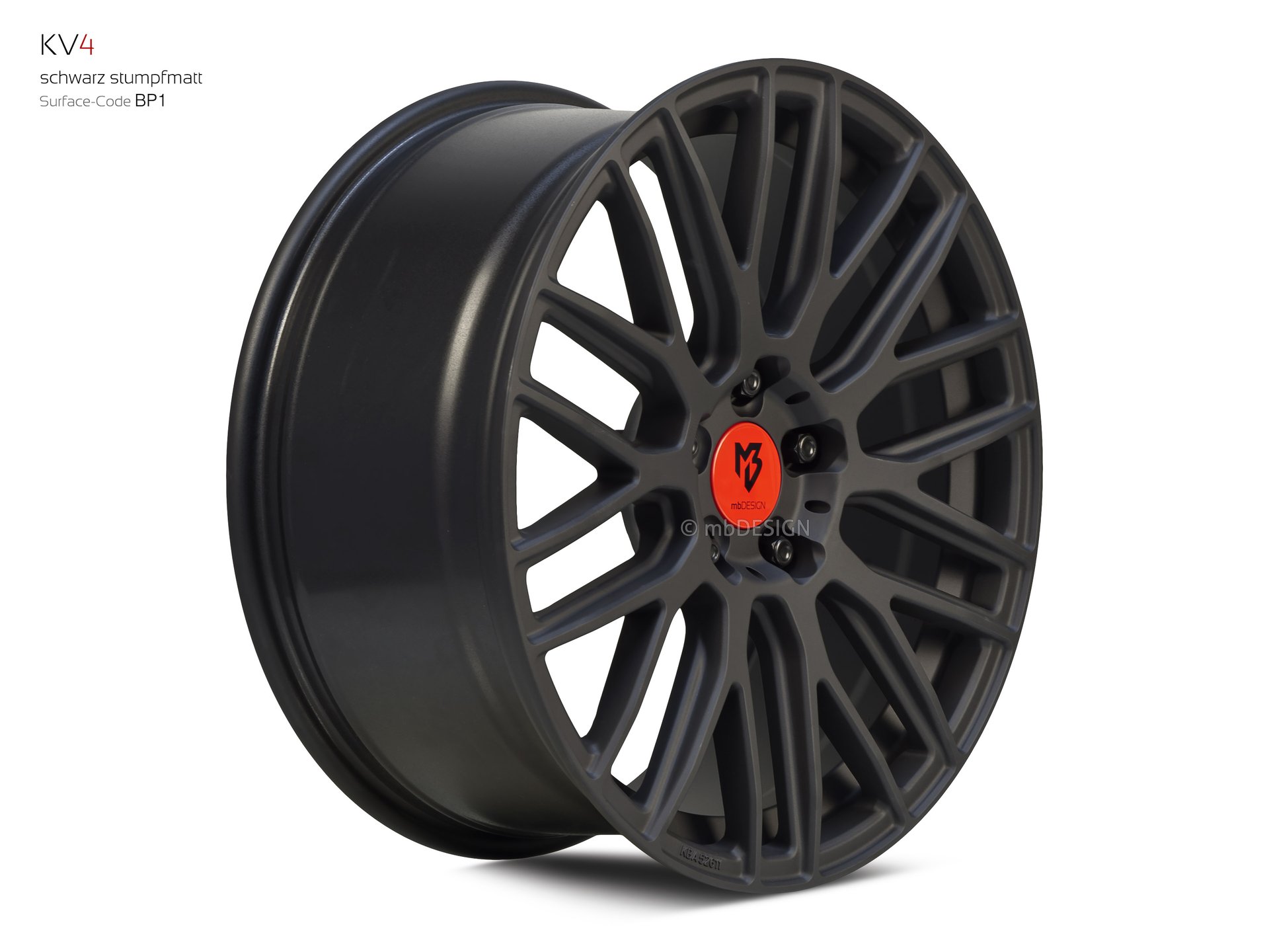 mbDESIGN KV4 Schmiederad 8,5x19 in Schwarz stumpfmatt – Perspektive 2