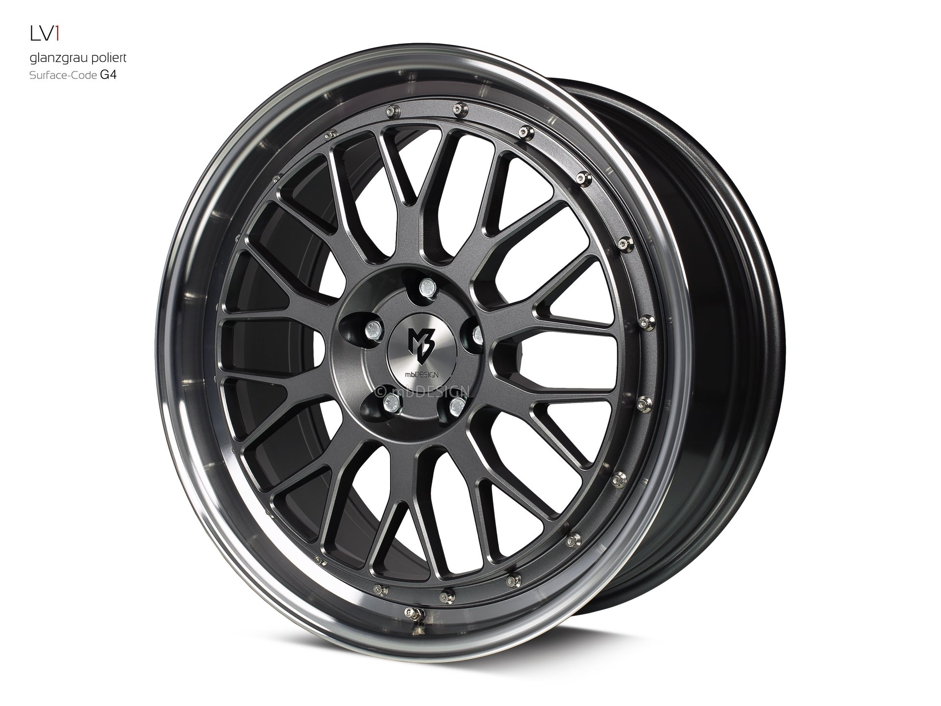 mbDESIGN LV1 forged wheel 8,5x19 in gloss grey polished – view 2 Links