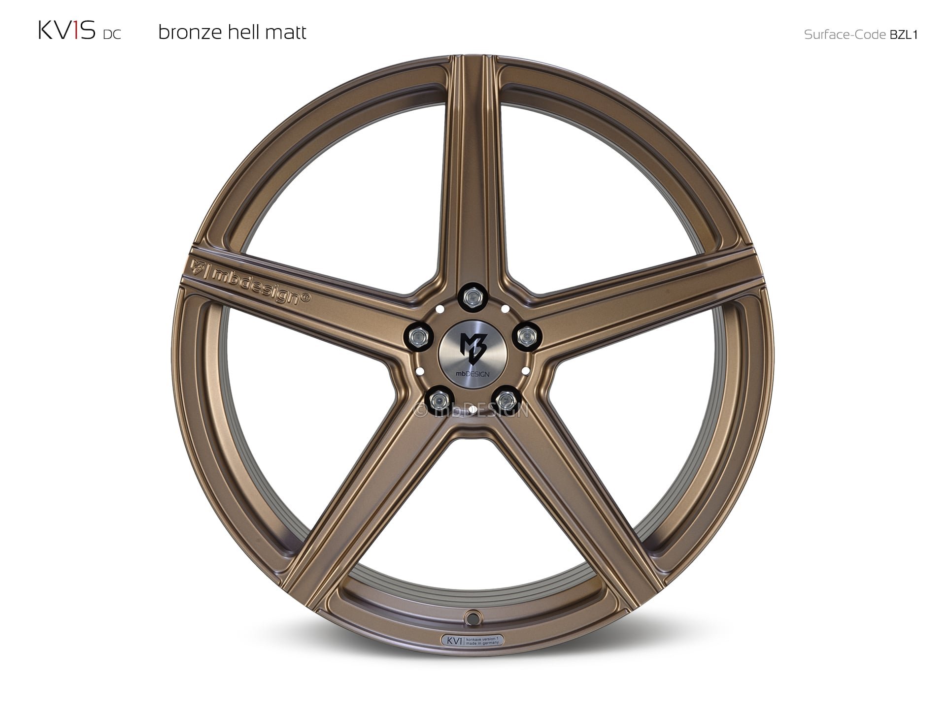 mbDESIGN KV1S Schmiederad 9,5x21 stark konkaves Design (DC) in Bronze hell matt – Perspektive 0