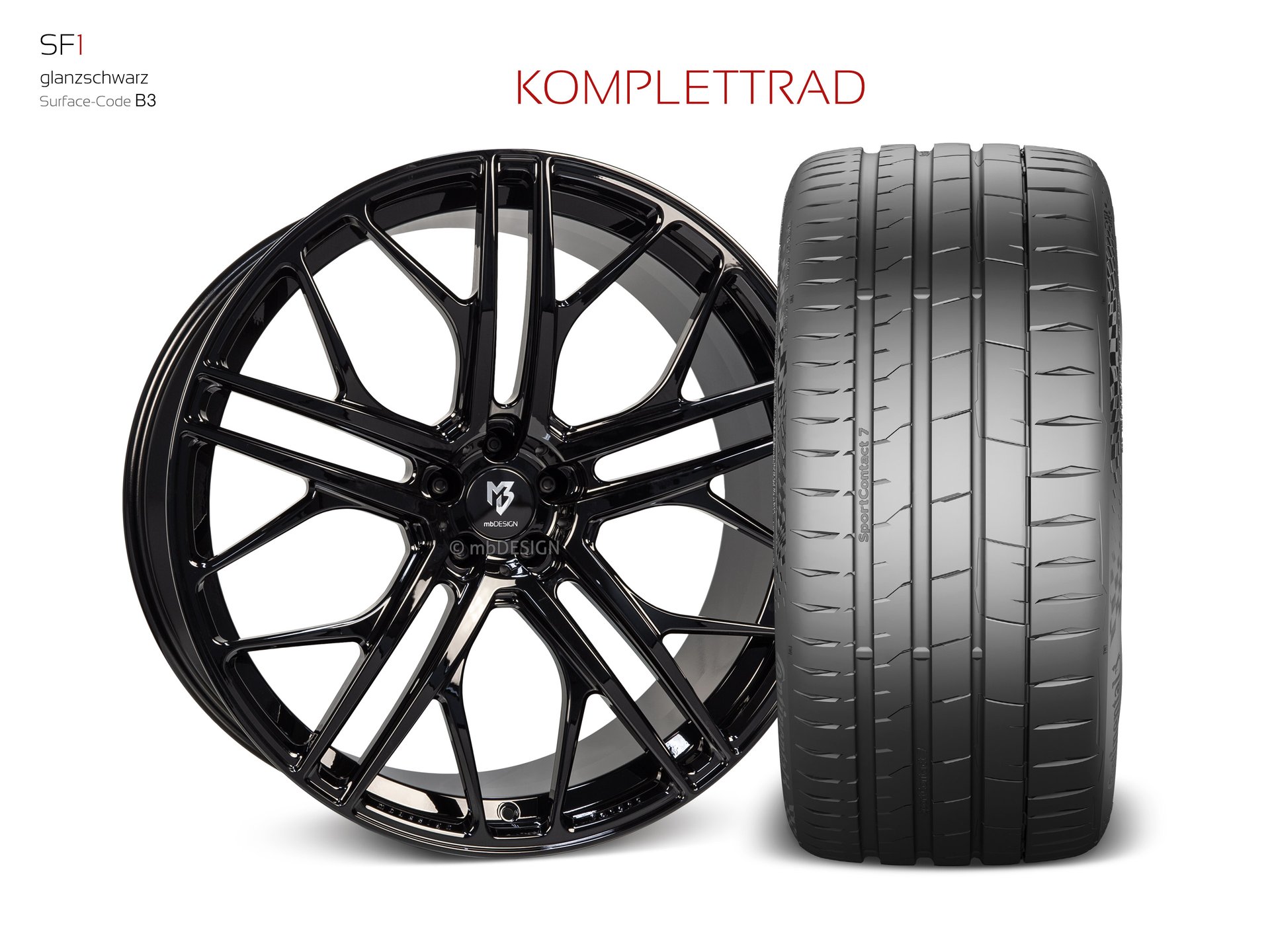 mbDESIGN SF1 forged wheel 10x24 konkaves Design in black gloss – view 1
