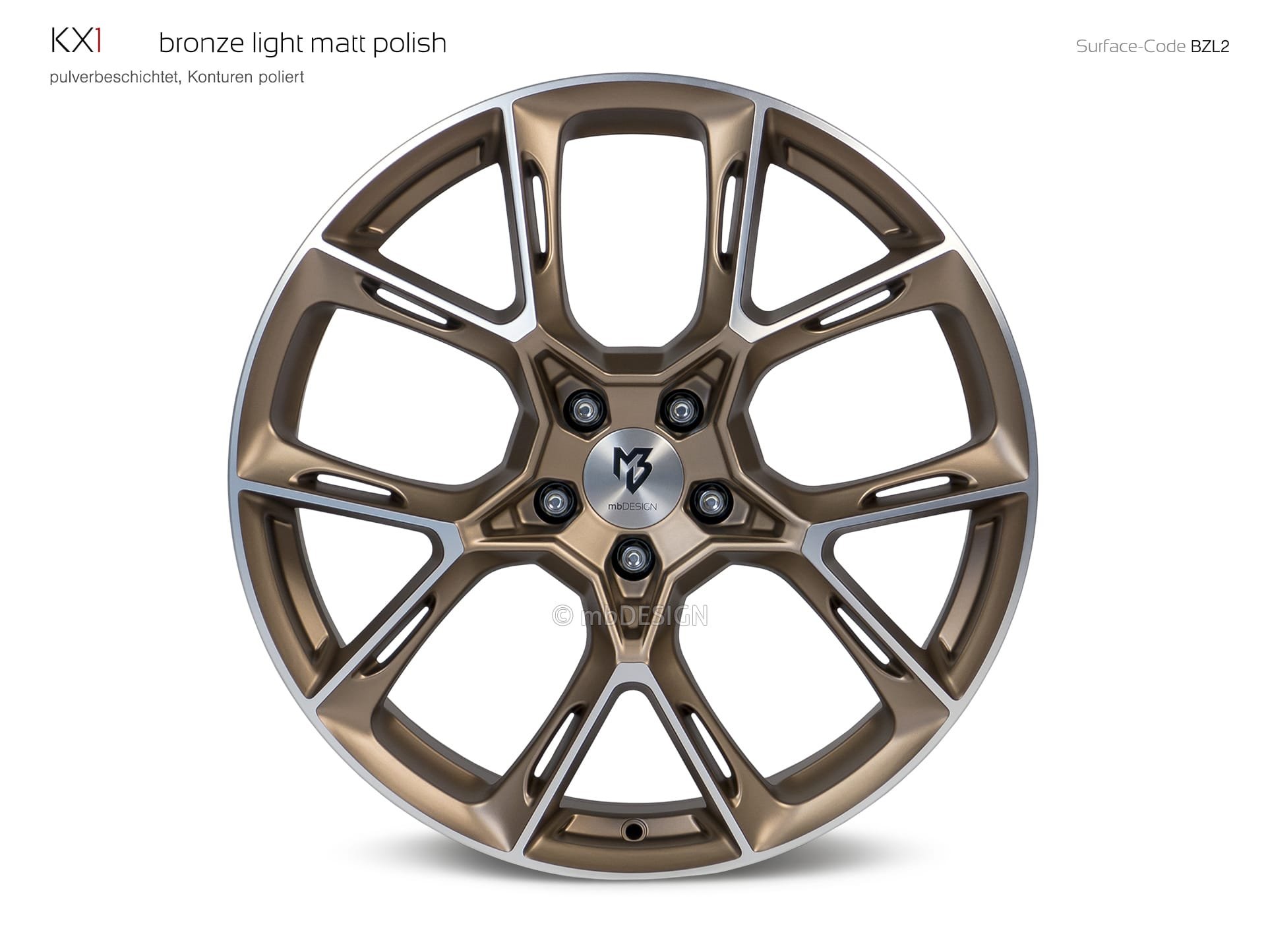 mbDESIGN KX1 Schmiederad 8,5x20 konvexes Design in Bronze hell matt poliert – Perspektive 0